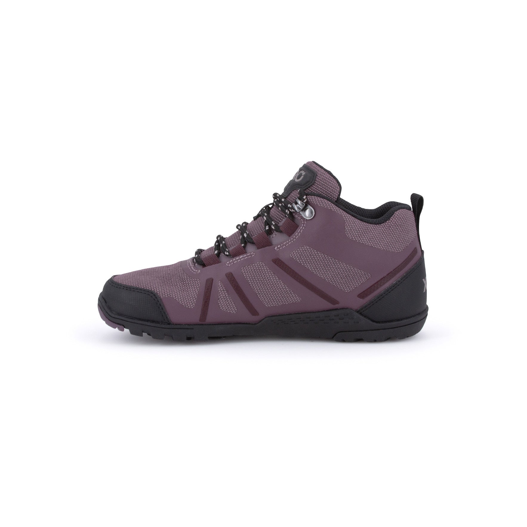 Daylite Hiker Fusion Barfußschuhe für Damen in Mulberry aus der linken Seitenansicht, ideal für Wanderungen und Outdoor-Abenteuer. Erhältlich in unserem Onlineshop für Barfußschuhe.