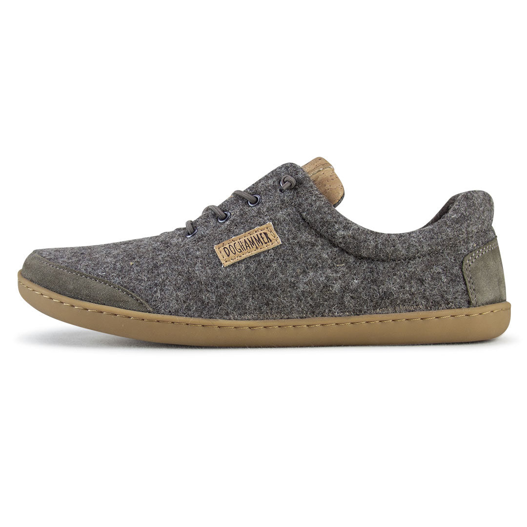 Doghammer Terrar Wool Greyish Barfußschuhe, Sneaker aus Wolle, Ansicht von links im Onlineshop für Barfußschuhe
