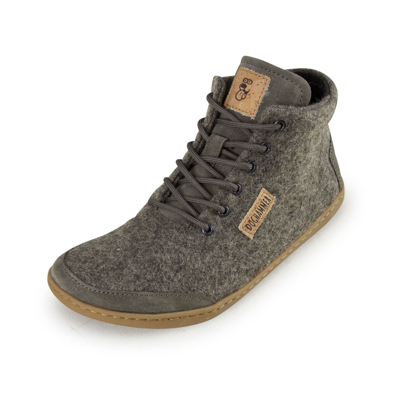 Doghammer Terrar Wool High Barfußschuhe aus grauer Wolle für den Winter, jetzt im Onlineshop entdecken