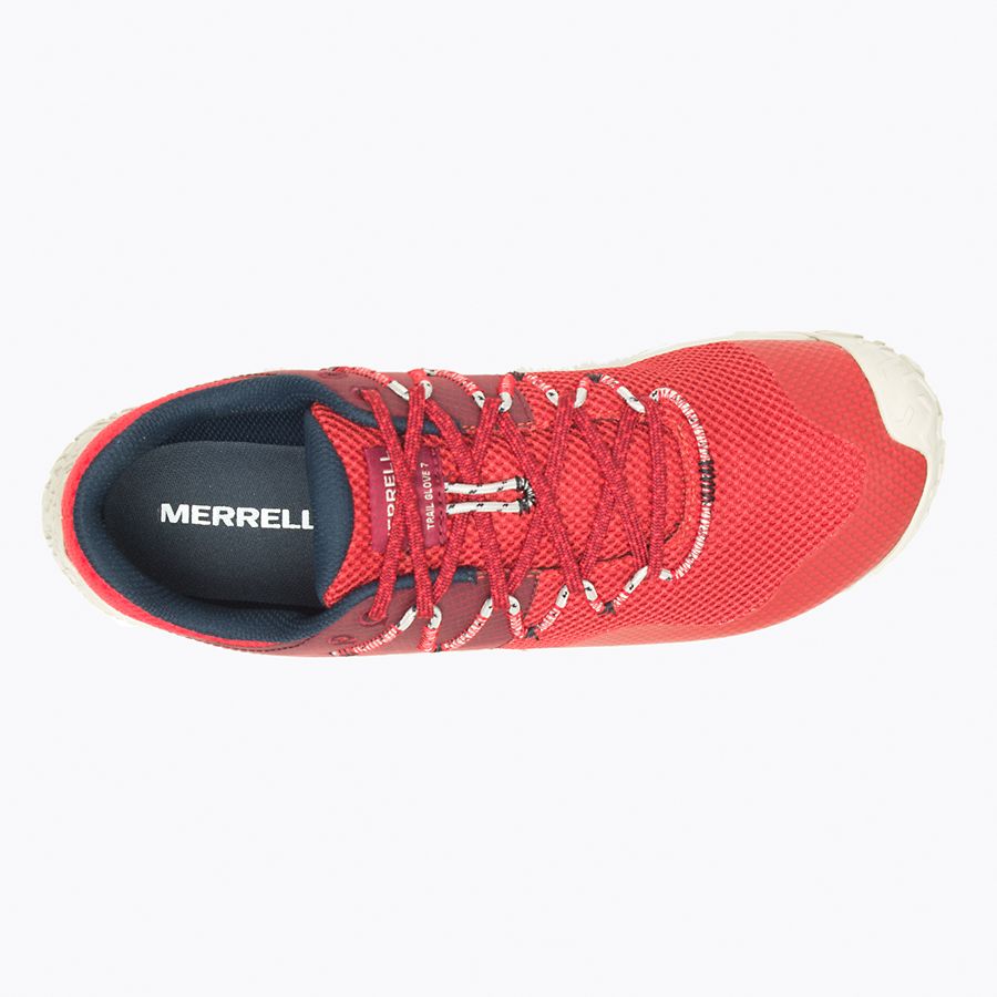 Barfußschuhe Merrell Trail Glove 7 in Lava für Herren, Ansicht von oben, erhältlich in unserem Onlineshop für Barfußschuhe. Ergonomisches Design für natürlichen Komfort und eine perfekte Passform.