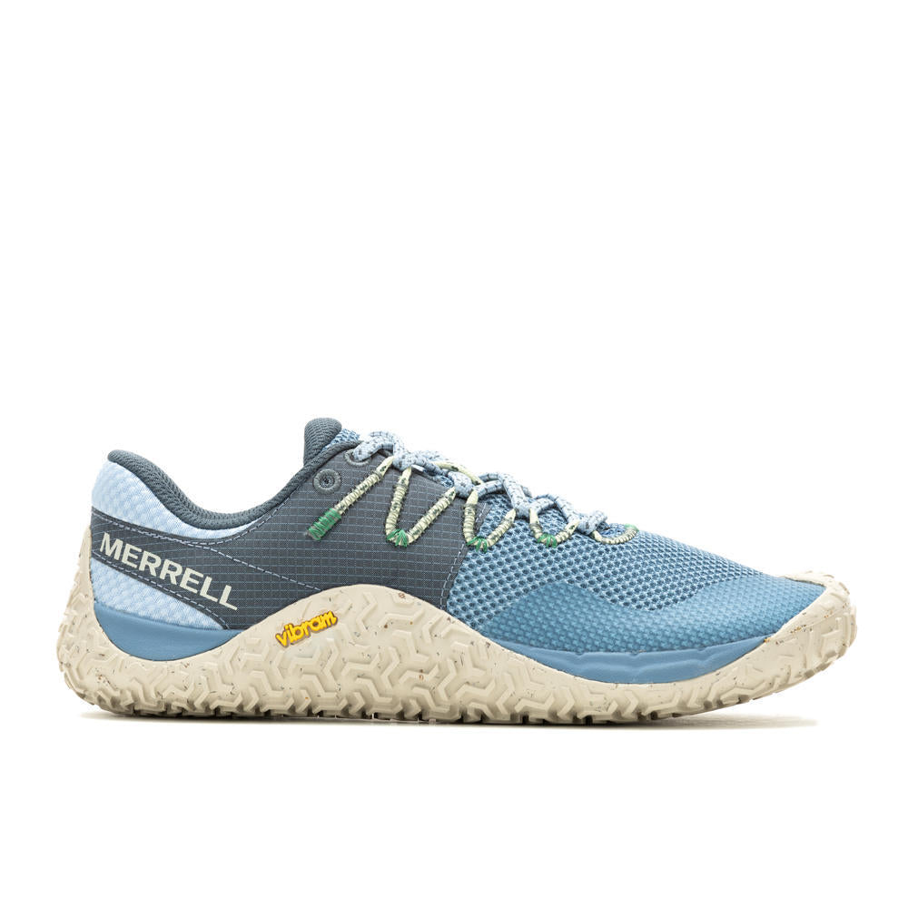 Barfußschuhe Merrell Trail Glove 7 für Damen in Chambray Slate, rechte Ansicht, erhältlich in unserem Onlineshop für Barfußschuhe. Dieser leichte Schuh bietet optimalen Halt für Outdoor-Abenteuer.