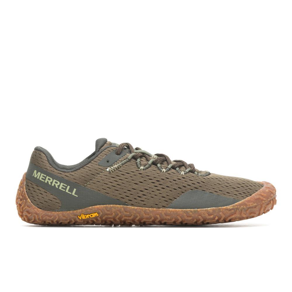 Rechte Seitenansicht der Merrell Vapor Glove 6 Barfußschuhe für Herren in der Farbe Olive, verfügbar in unserem Onlineshop für Barfußschuhe