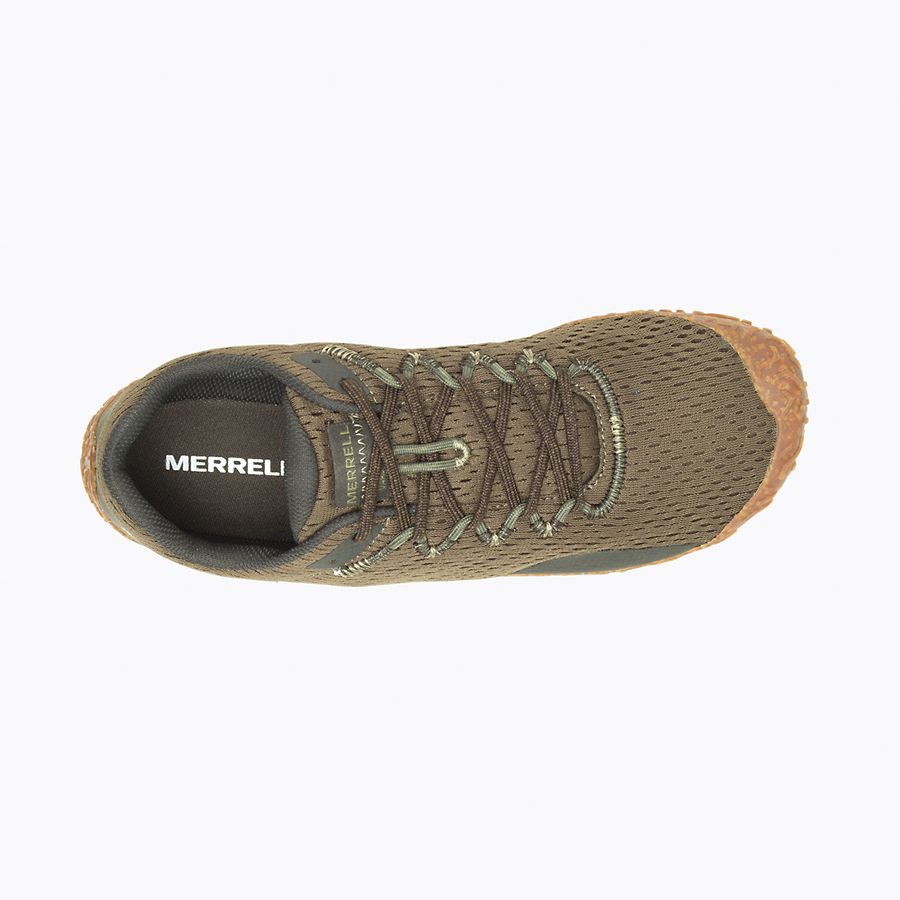 Ansicht von oben der Merrell Vapor Glove 6 Barfußschuhe für Herren in der Farbe Olive, erhältlich in unserem Onlineshop für Barfußschuhe