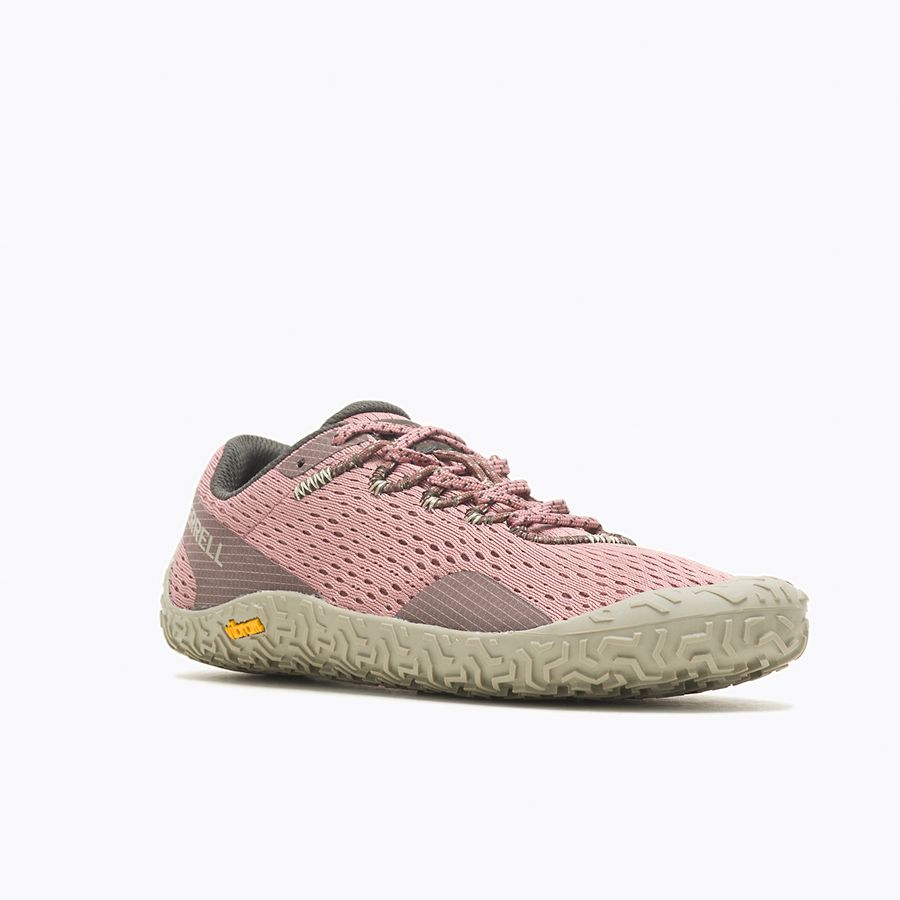 Barfußschuhe Merrell Vapor Glove 6 in Burlwood für Damen, Frontansicht, erhältlich in unserem Onlineshop für Barfußschuhe. Leicht und flexibel für ein natürliches Laufgefühl und exzellenten Komfort bei jeder Bewegung.