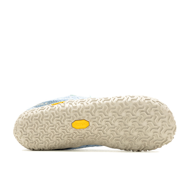 Barfußschuhe Merrell Vapor Glove 6 in Chambray für Damen, Ansicht von unten, erhältlich in unserem Onlineshop für Barfußschuhe. Rutschfeste Sohle für sicheren Halt und Flexibilität auf verschiedenen Oberflächen.