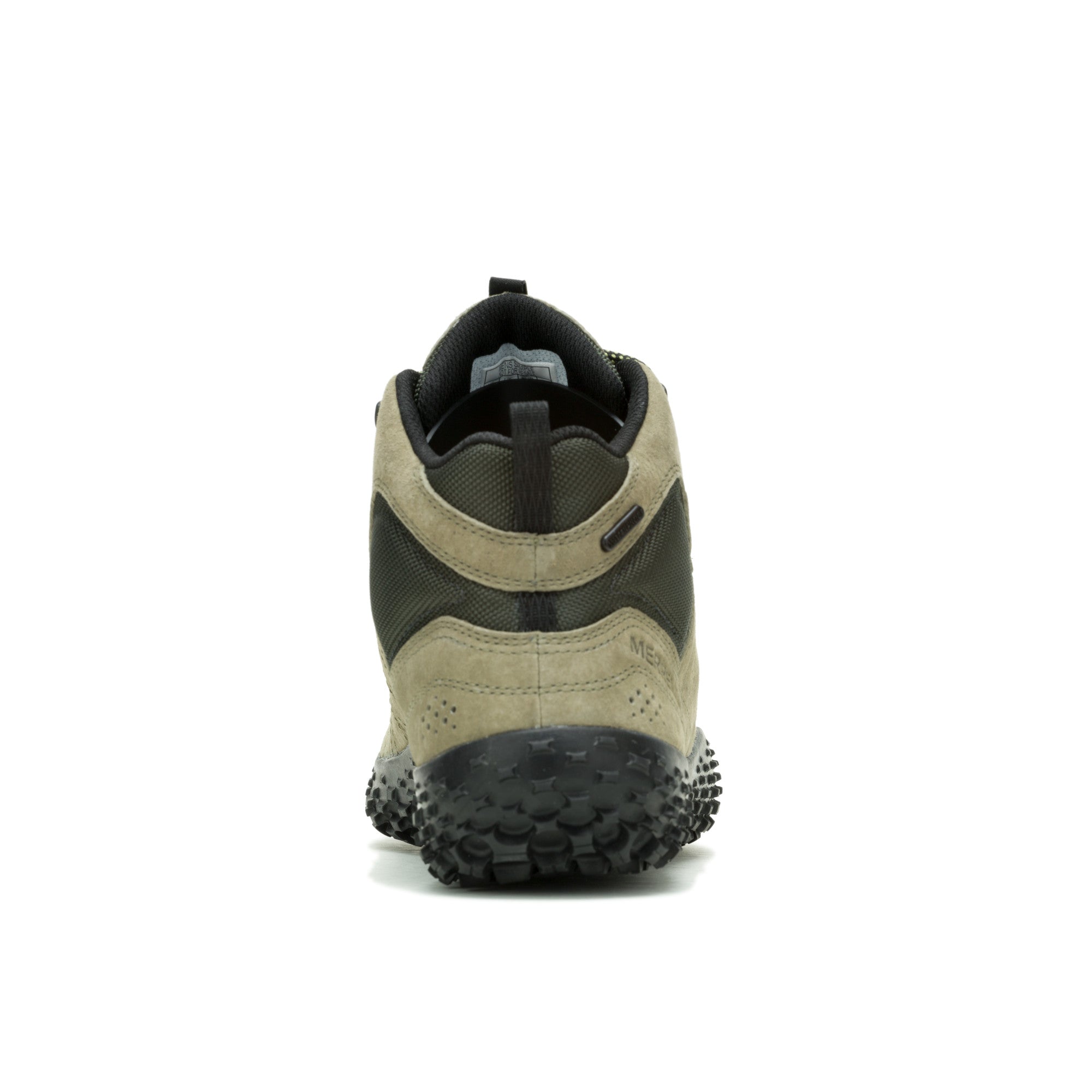 Merrell Wrapt Mid WP Barfußschuhe für Herren in Olive-Schwarz, wasserdichte Wanderschuhe im Onlineshop, Rückansicht