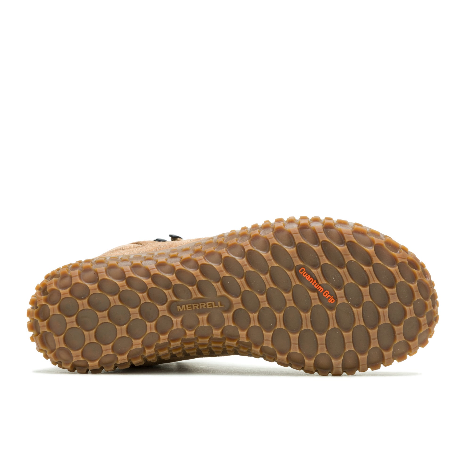 Merrell Hiker Wrapt Mid WP Tobacco als wasserdichte Barfußschuhe, Sohlenansicht im Onlineshop für Barfußschuhe