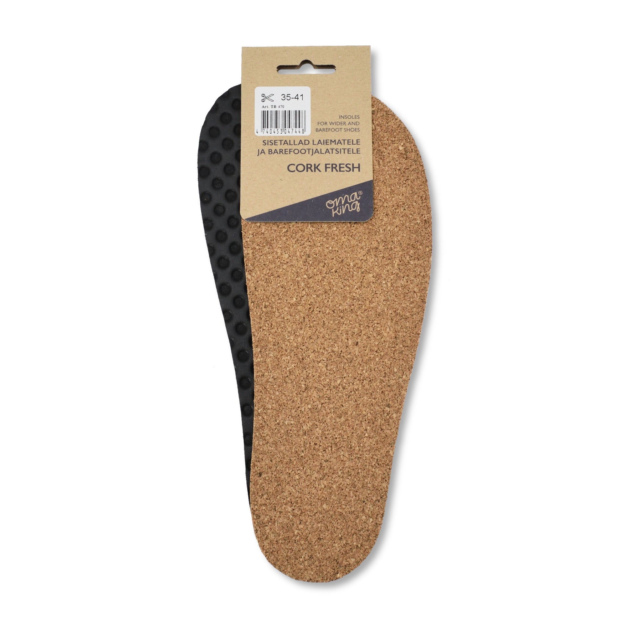 OmaKing Cork Fresh Einlegesohlen für Barfußschuhe, ideal für warme Sommertage, erhältlich in unserem Onlineshop für Barfußschuhe