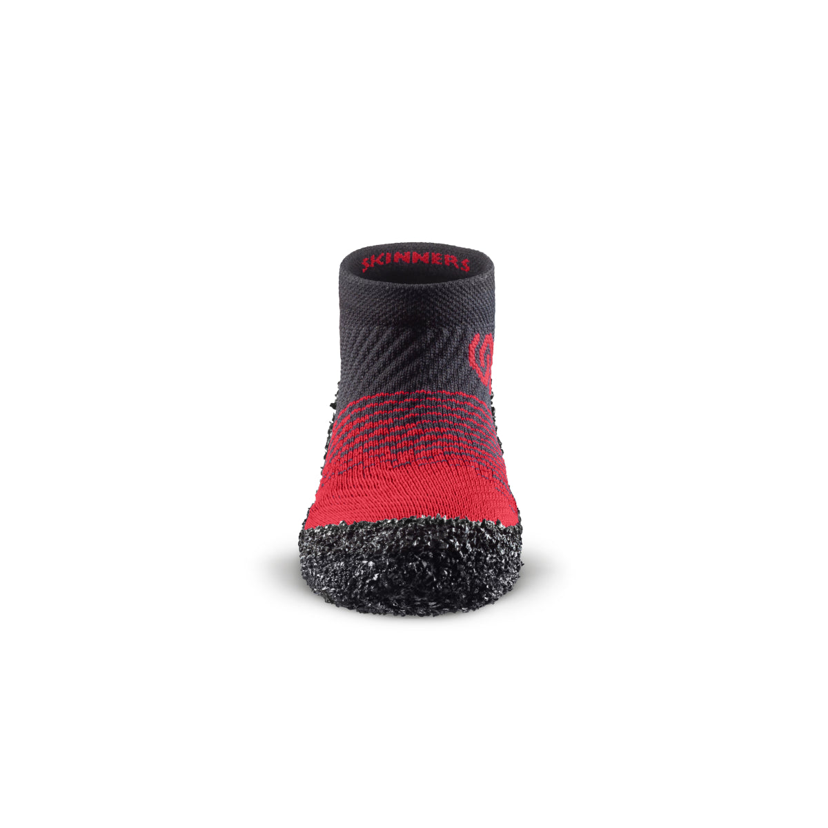 Skinners 2.0 Kids Barfußschuhe in Poppy Red, Ansicht von vorne. Flexible Sockenschuhe für Kinder, die barfußähnliches Gehen und Spielen ermöglichen. Erhältlich in unserem Onlineshop für Barfußschuhe.
