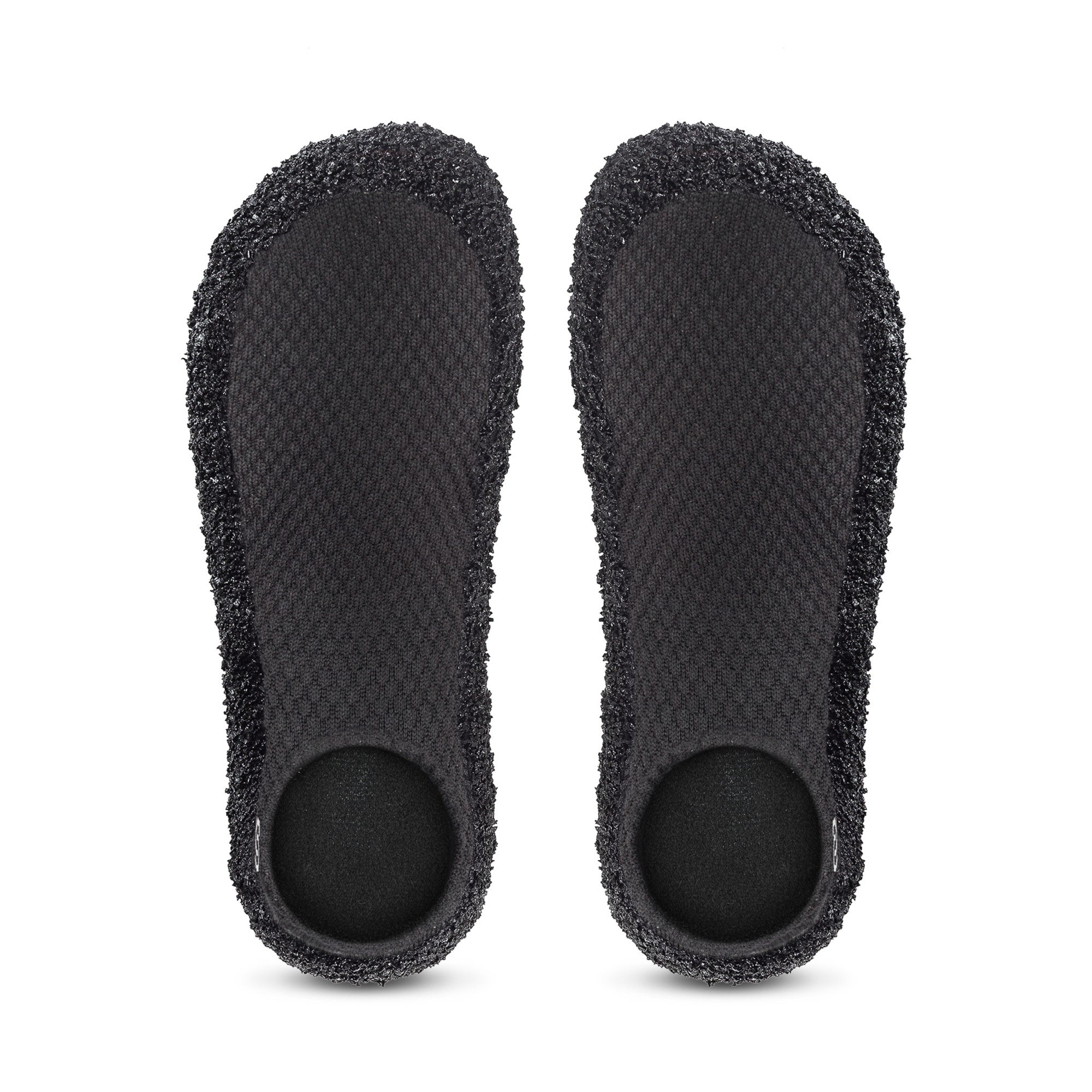 Sockenschuhe Skinners 2.0 in Schwarz mit Hexagon-Muster, Ansicht von oben, erhältlich in unserem Onlineshop für Barfußschuhe. Perfekt für maximalen Komfort und Flexibilität, ideal für Sport, Reisen und den Alltag.