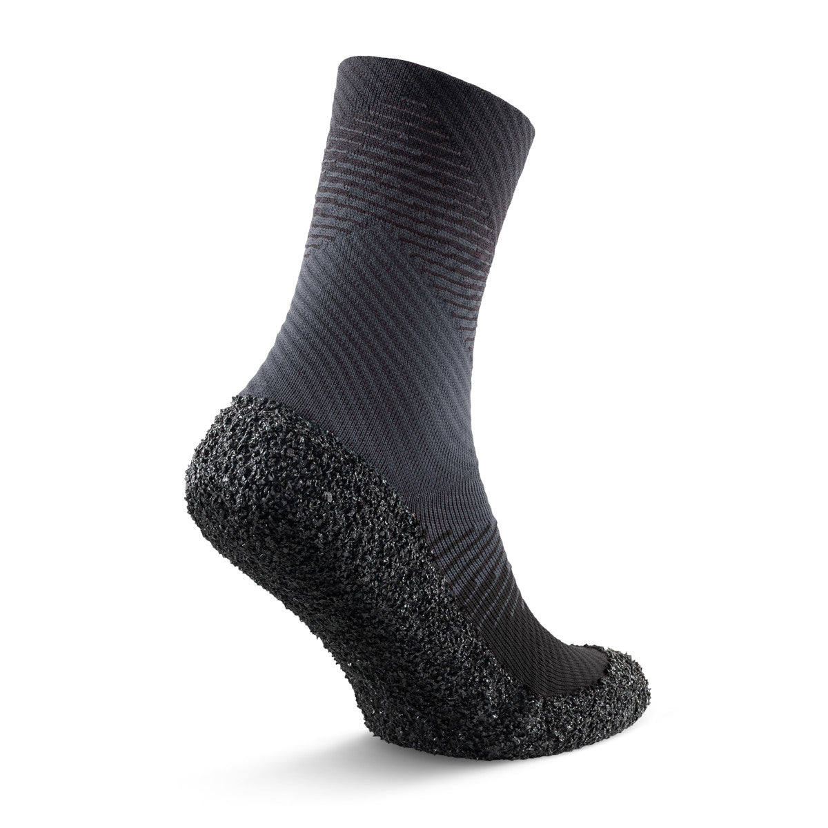 Kompressionssocken Skinners 2.0 Compression in Anthrazit, Rückansicht, erhältlich in unserem Onlineshop für Barfußschuhe. Das ergonomische Design sorgt für eine angenehme Passform und unterstützt die Blutzirkulation, ideal für sportliche Aktivitäten und Regeneration.