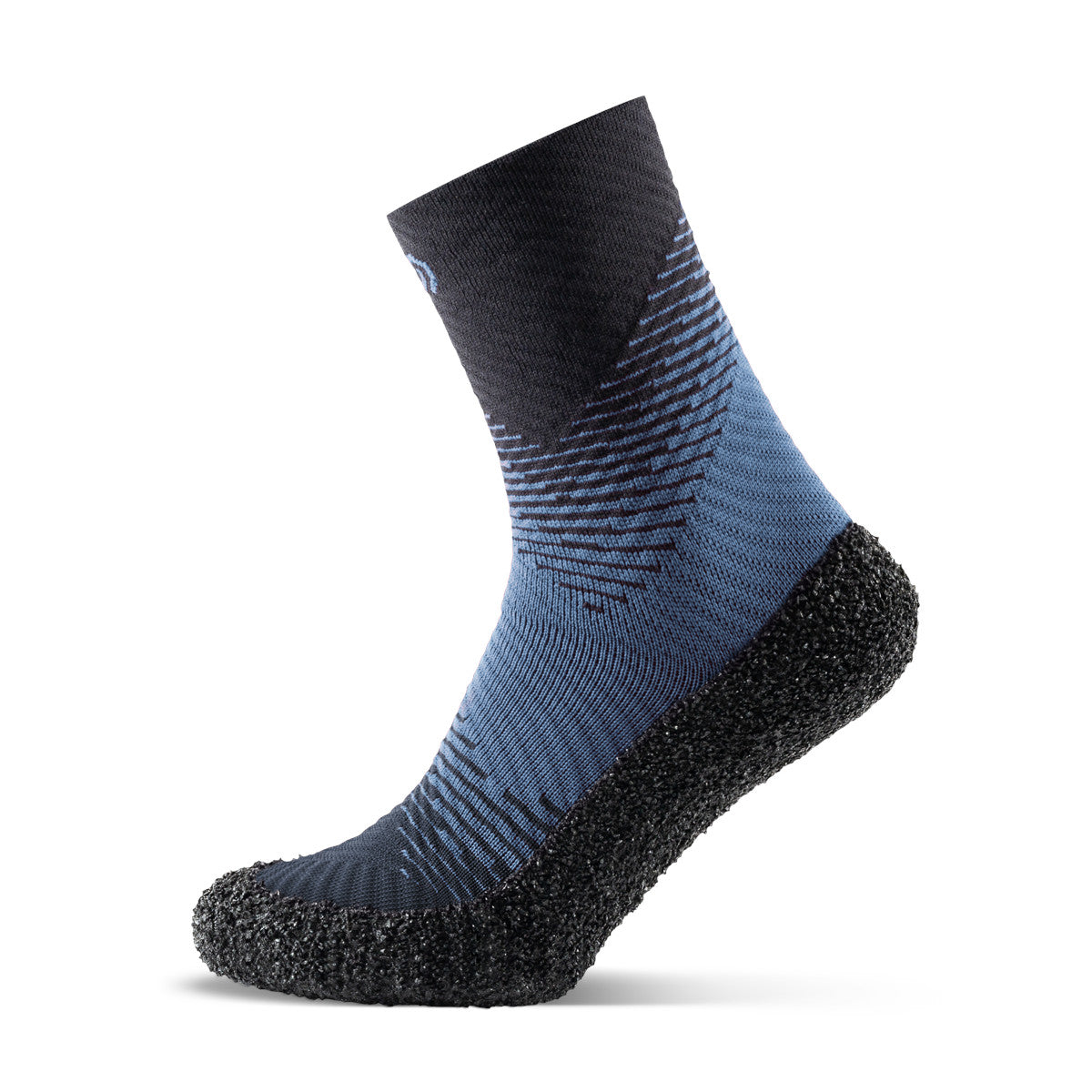 Kompressionssocken Skinners 2.0 Compression in Pazifikblau, Ansicht von links, erhältlich in unserem Onlineshop für Barfußschuhe. Die Kompressionstechnologie sorgt für verbesserte Blutzirkulation und zusätzlichen Komfort während sportlicher Aktivitäten und Regenerationsphasen.