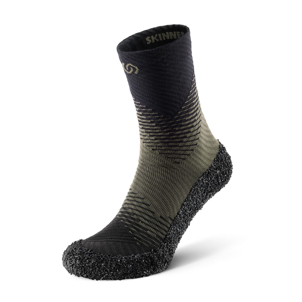 Kompressionssocken Skinners 2.0 Compression in Tannengrün, erhältlich in unserem Onlineshop für Barfußschuhe. Mit ihrer unterstützenden Kompression fördern die Socken die Blutzirkulation und bieten exzellenten Komfort, ideal für sportliche Aktivitäten, Fitness und Regeneration.