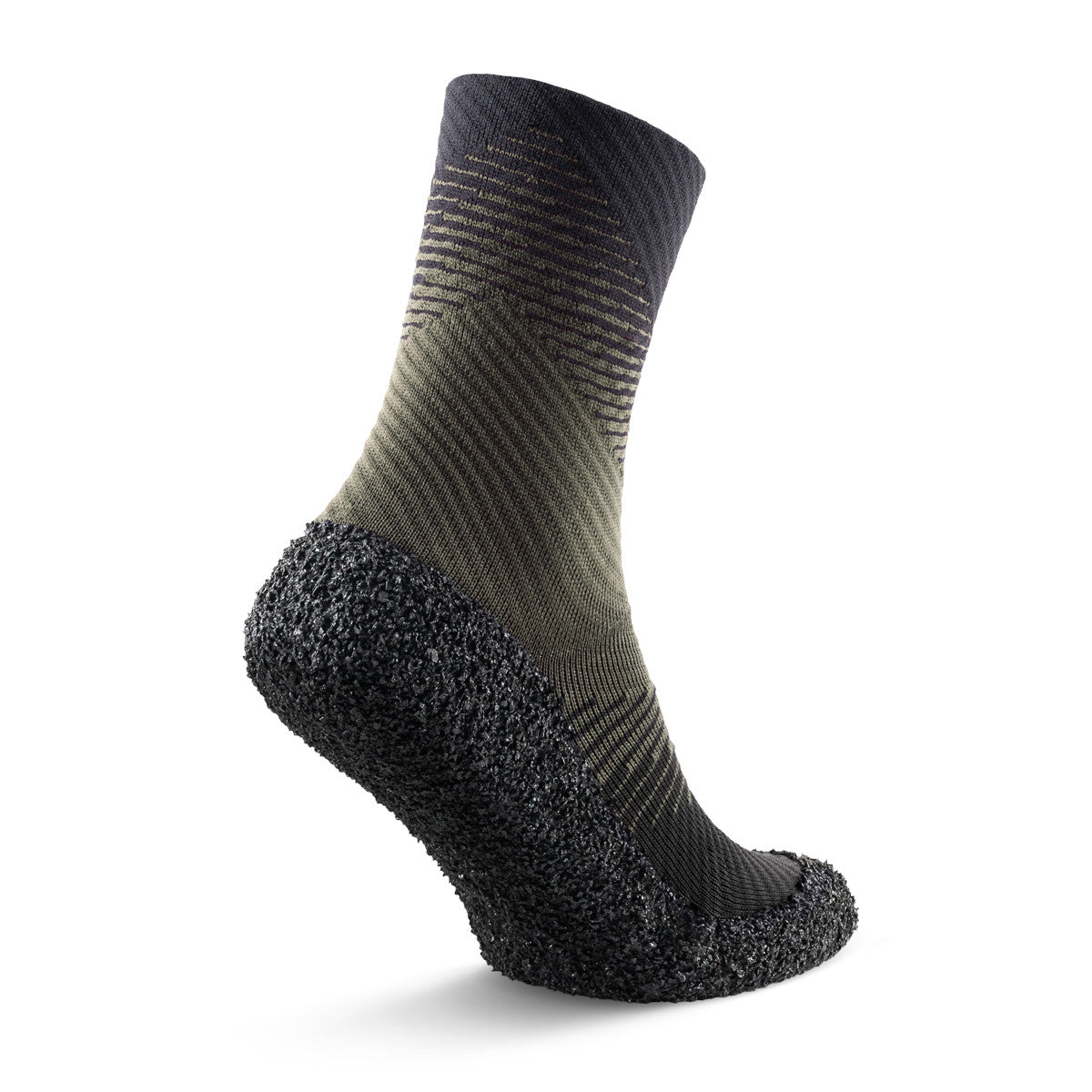 Kompressionssocken Skinners 2.0 Compression in Tannengrün, Rückansicht, erhältlich in unserem Onlineshop für Barfußschuhe. Das ergonomische Design fördert die Blutzirkulation und sorgt für angenehmen Komfort bei sportlichen Aktivitäten sowie der Regeneration. Ideal für den täglichen Einsatz.
