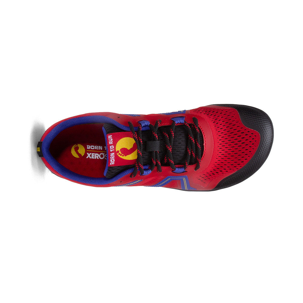Obenansicht der Xero Shoes Mesa Trail II Damen Barfußschuhe Born to Run red als leichte Wanderschuhe im Onlineshop für Barfußschuhe