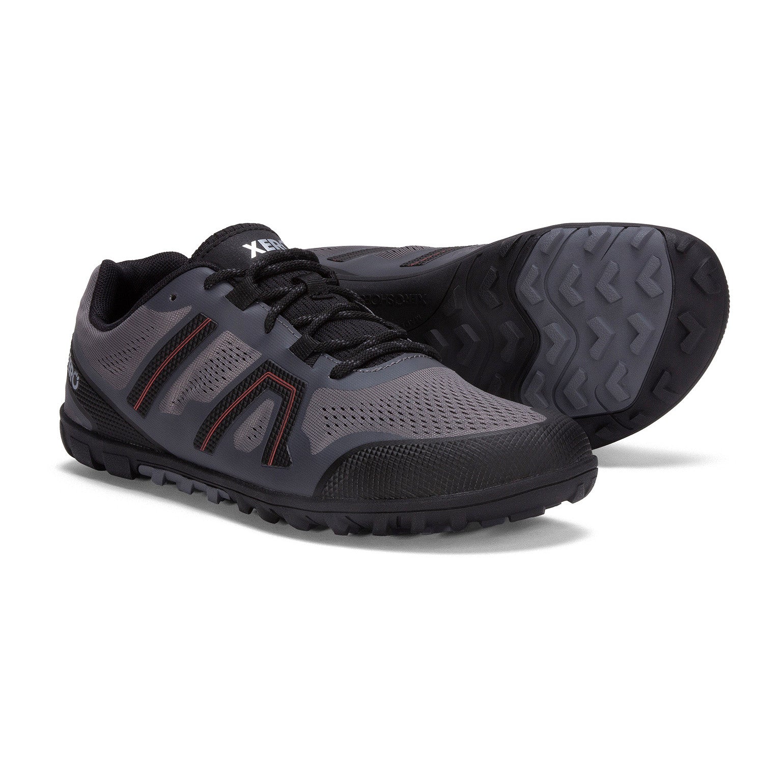 Xero Shoes Mesa Trail II Herren Barfußschuhe in Steel Gray Orange, vielseitige Wanderschuhe im Onlineshop für Barfußschuhe