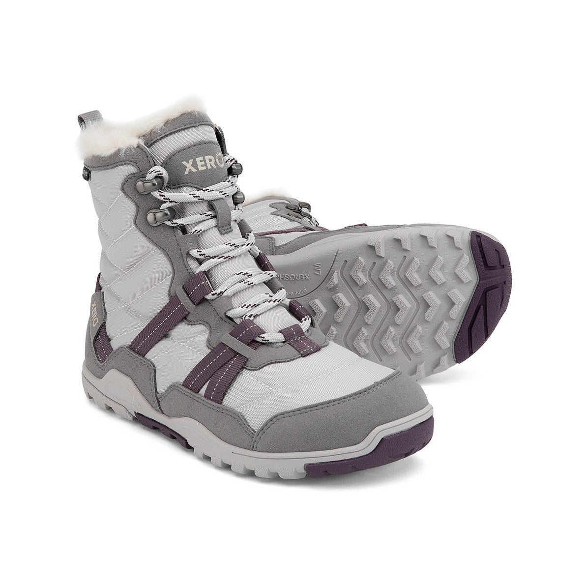 Xero Shoes Alpine Women Barfußschuhe Schneestiefel in Frost Gray sind leichte, flexible Winterstiefel, die natürlichen Komfort und Wärme bieten. Erhältlich in unserem Onlineshop für Barfußschuhe.