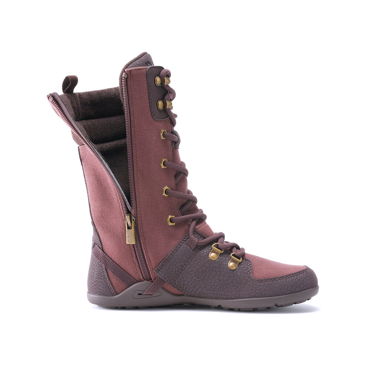 Xero Shoes Mika Barfußschuhe Winterschuhe in Braun-Lila mit Reißverschluss rechts im Onlineshop für Barfußschuhe