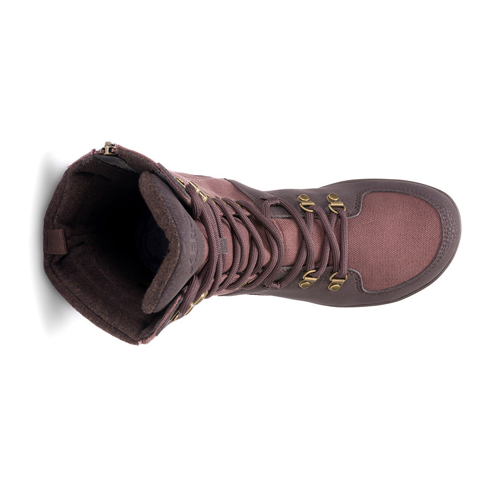 Xero Shoes Mika Barfußschuhe Winterschuhe in Braun-Lila von oben im Onlineshop für Barfußschuhe, warm gefüttert und vegan