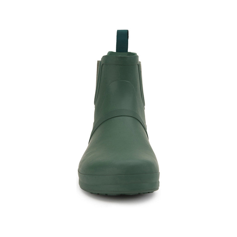 Xero Shoes Gracie Grün Damen Barfußschuhe minimalistische Regenstiefel, Ansicht von vorne. Diese flexiblen, minimalistischen Regenstiefel bieten ein barfußähnliches Laufgefühl und zuverlässigen Schutz vor Nässe. Perfekt für Outdoor-Aktivitäten und den Alltag bei schlechtem Wetter. Erhältlich in unserem Onlineshop für Barfußschuhe.