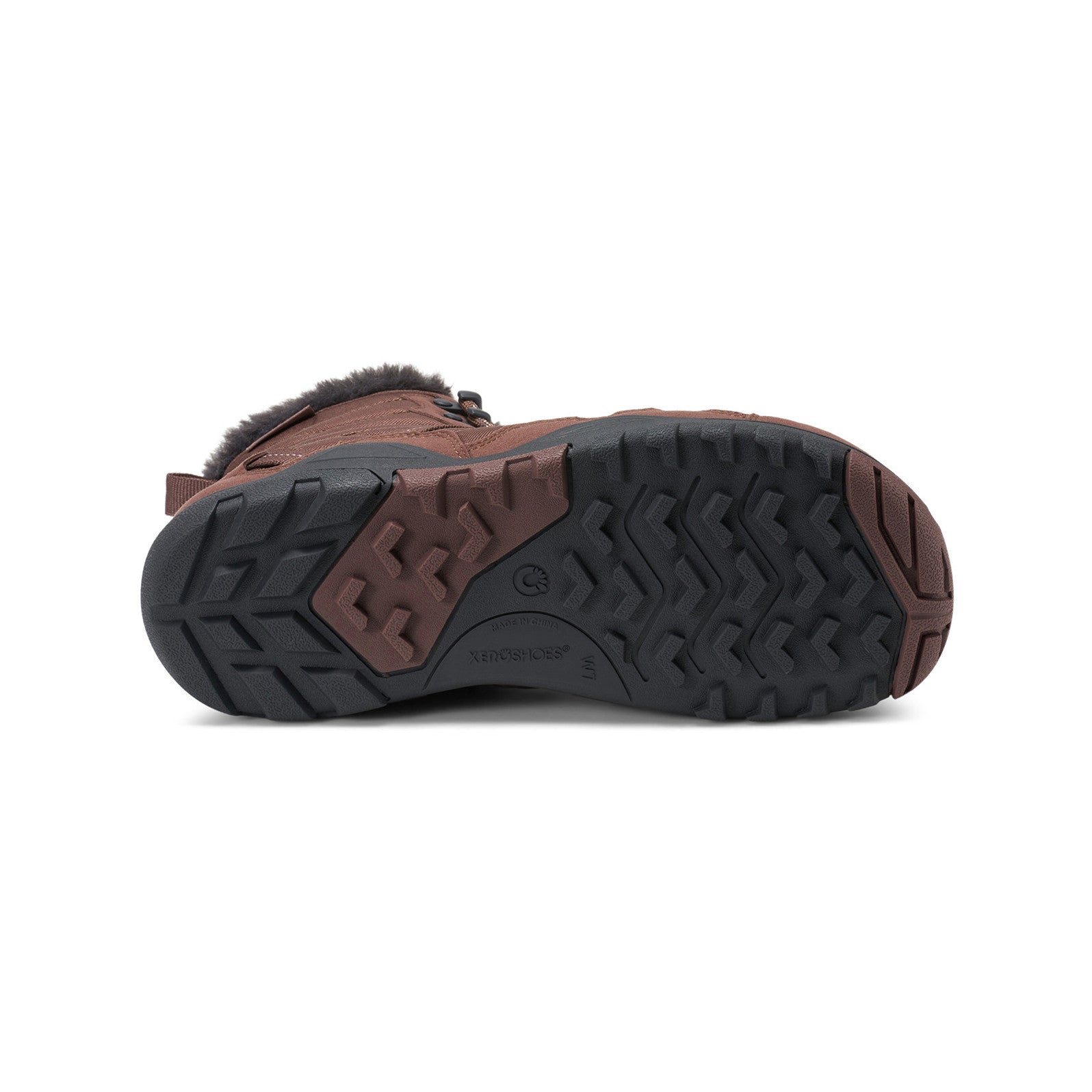 Xero Shoes Alpine Women Barfußschuhe Schneestiefel in Dark Blush für den Winter, Ansicht von unten. Leichte, flexible Stiefel, die natürlichen Komfort und Wärme an kalten Tagen bieten. Erhältlich in unserem Onlineshop für Barfußschuhe.