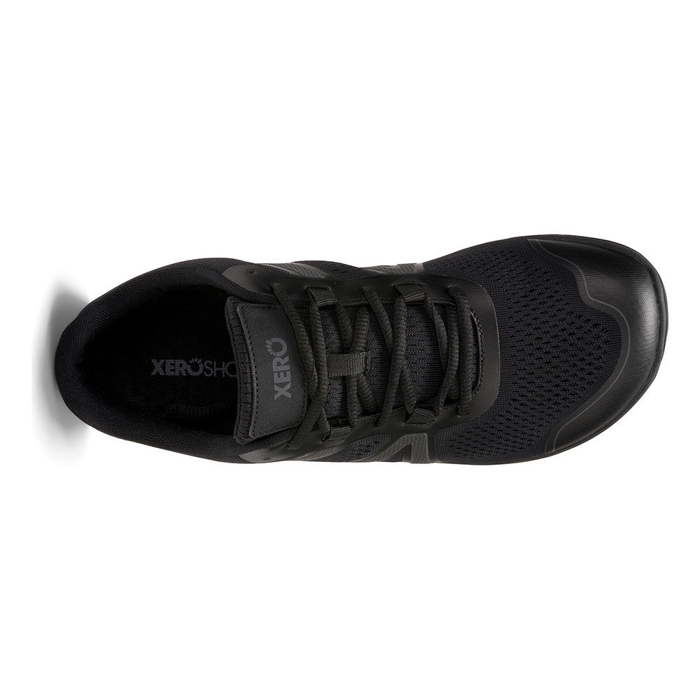 Xero Shoes HFS II in Black Asphalt für Herren, Draufsicht, flexible und leichte Barfuß-Laufschuhe, verfügbar im Onlineshop für Barfußschuhe
