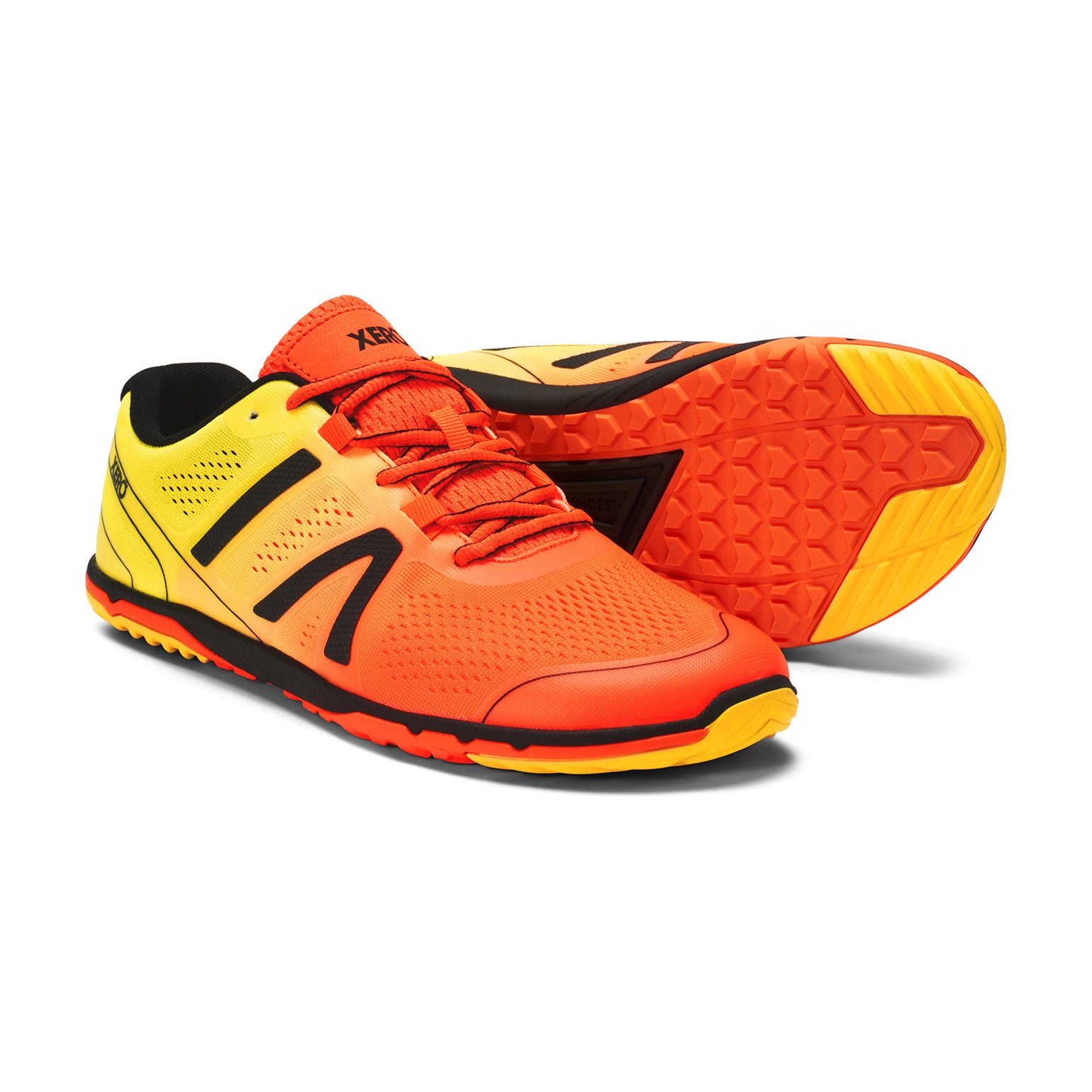 Xero Shoes HFS II 2 Barfußschuhe für Herren in Neonorange, perfekt für Laufen, im Onlineshop für Barfußschuhe erhältlich.