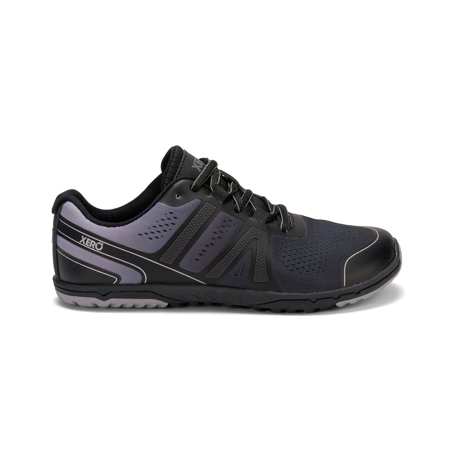 Xero Shoes HFS II in Black Frost Gray für Damen, seitliche Ansicht rechts, flexible Barfuß-Laufschuhe, verfügbar im Onlineshop für Barfußschuhe