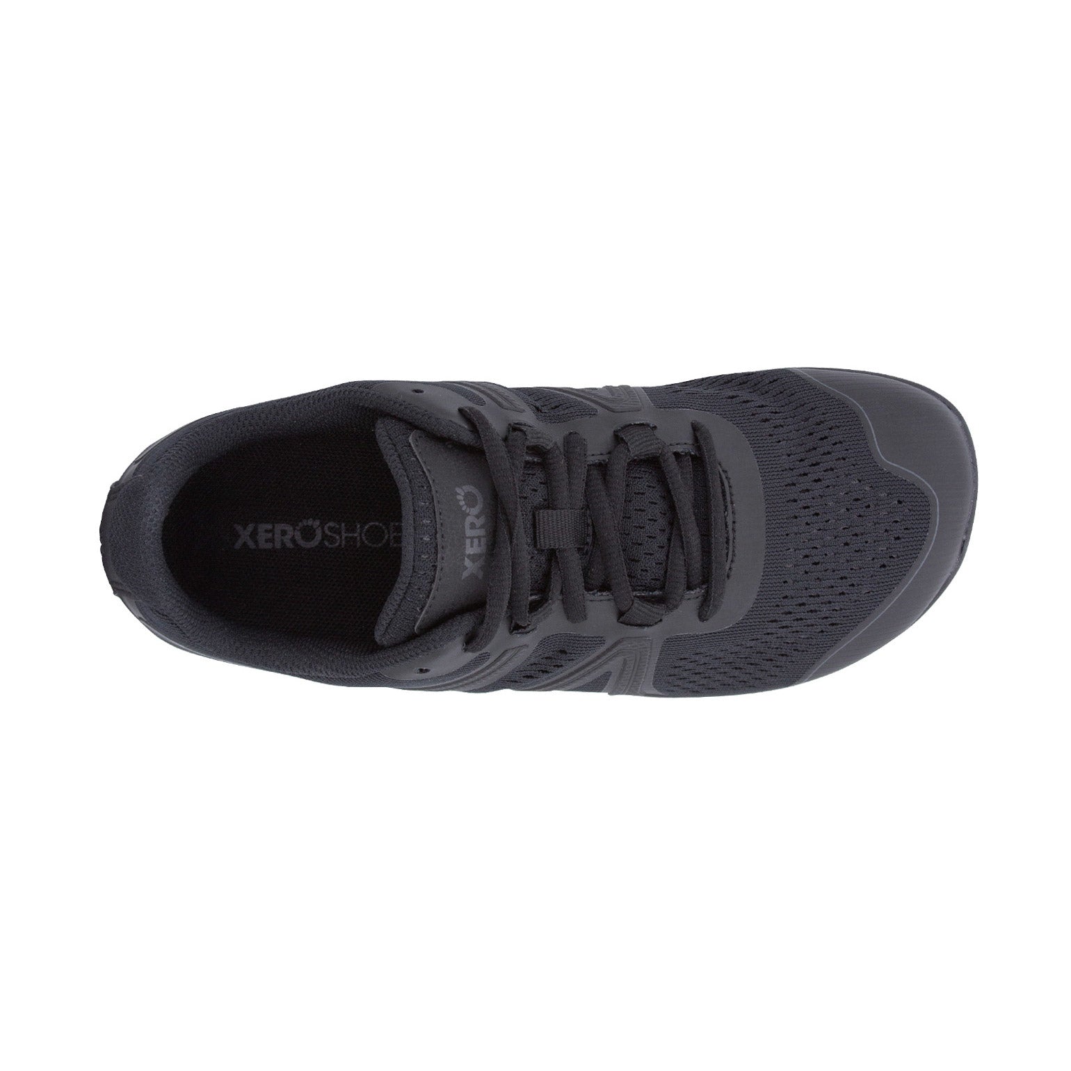 Xero Shoes HFS Sneaker in Schwarz für Herren, Ansicht von oben, ergonomische Laufschuhe im Onlineshop für Barfußschuhe.