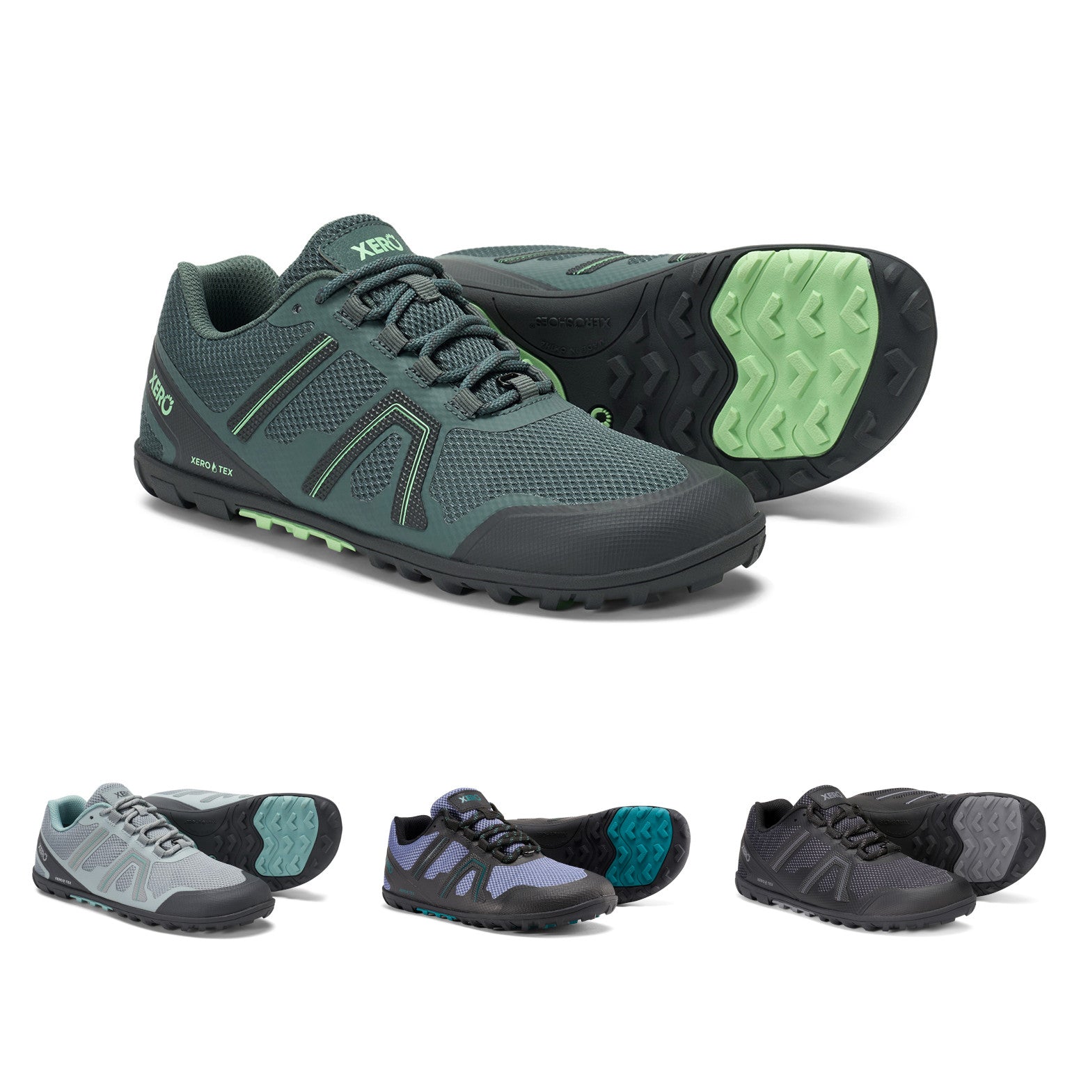 Alle Farbvarianten der Xero Shoes Mesa Trail WP Damen Barfußschuhe, wasserdichte Wanderschuhe im Onlineshop für Barfußschuhe