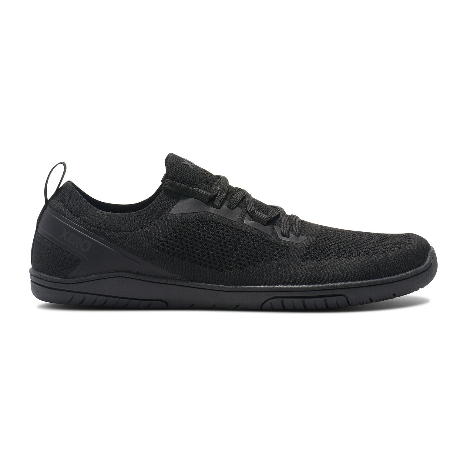 Xero Shoes Nexus Knit Sneaker in Schwarz für Herren, rechte Seitenansicht, flexibel und atmungsaktiv, ideal für unseren Onlineshop für Barfußschuhe.