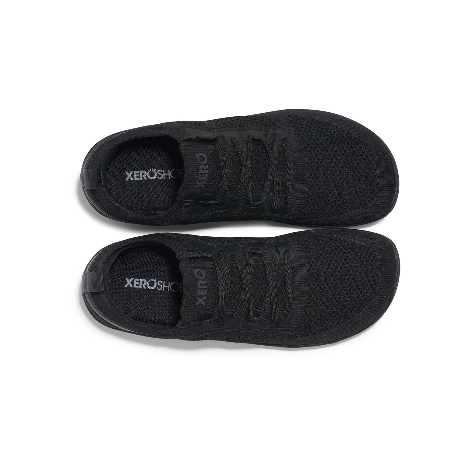 Xero Shoes Nexus Knit Sneaker in Schwarz für Damen, top Ansicht, atmungsaktiv und flexibel, ideal für Alltag und Sport im Onlineshop für Barfußschuhe.