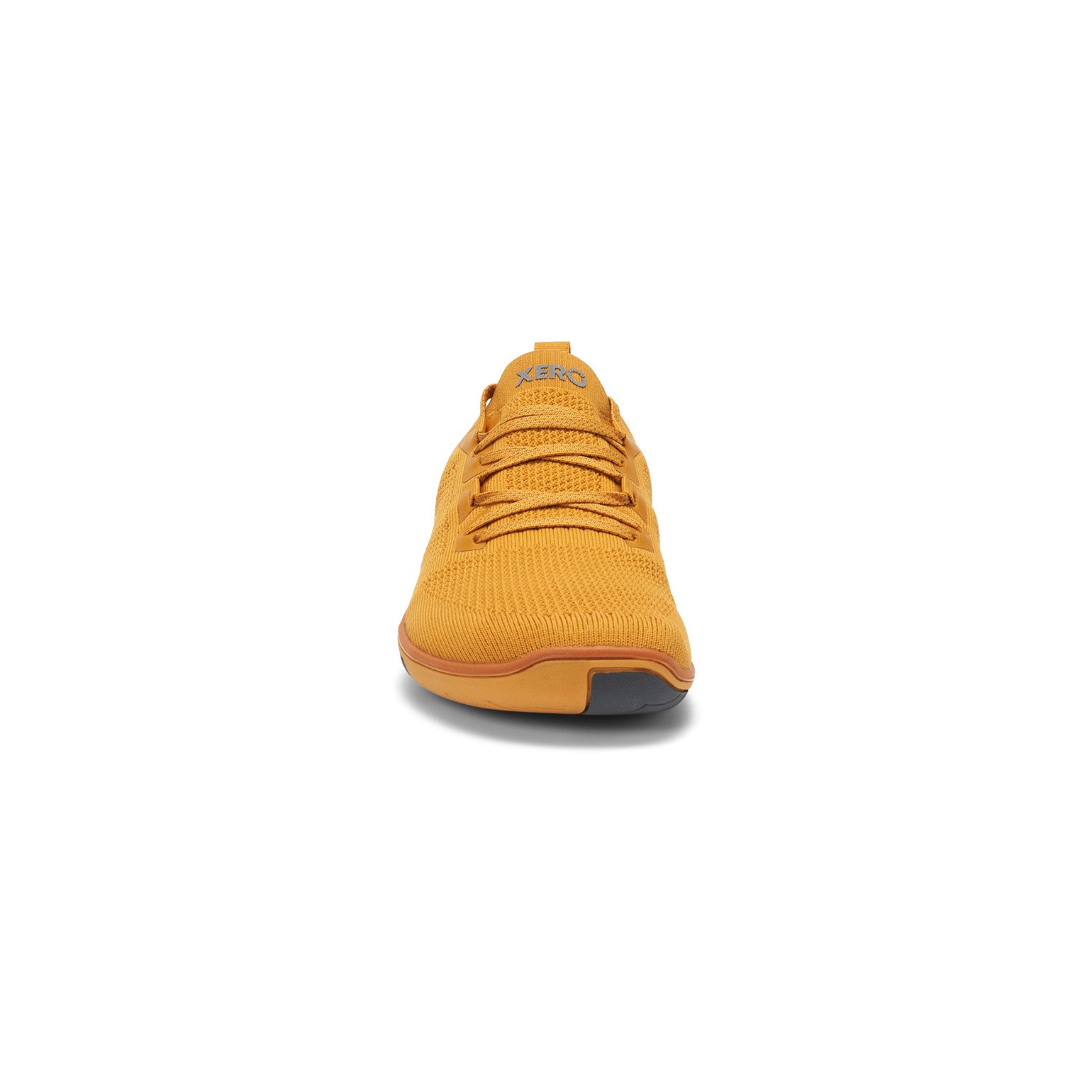 Xero Shoes Nexus Knit Sneaker in Gold für Damen, Vorderansicht, atmungsaktiv und flexibel, ideal für Sport und Alltag im Onlineshop für Barfußschuhe.