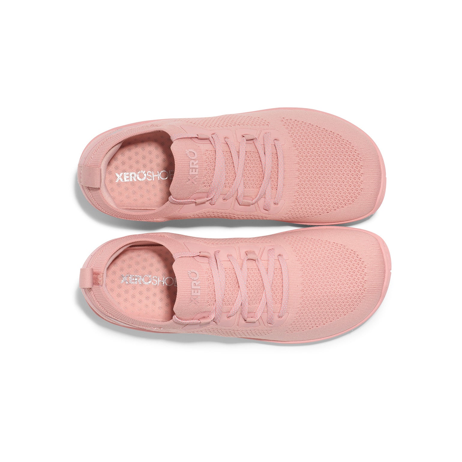 Xero Shoes Nexus Knit Sneaker in Pink Sand für Damen, top Ansicht, atmungsaktiv und flexibel, ideal für unseren Onlineshop für Barfußschuhe.