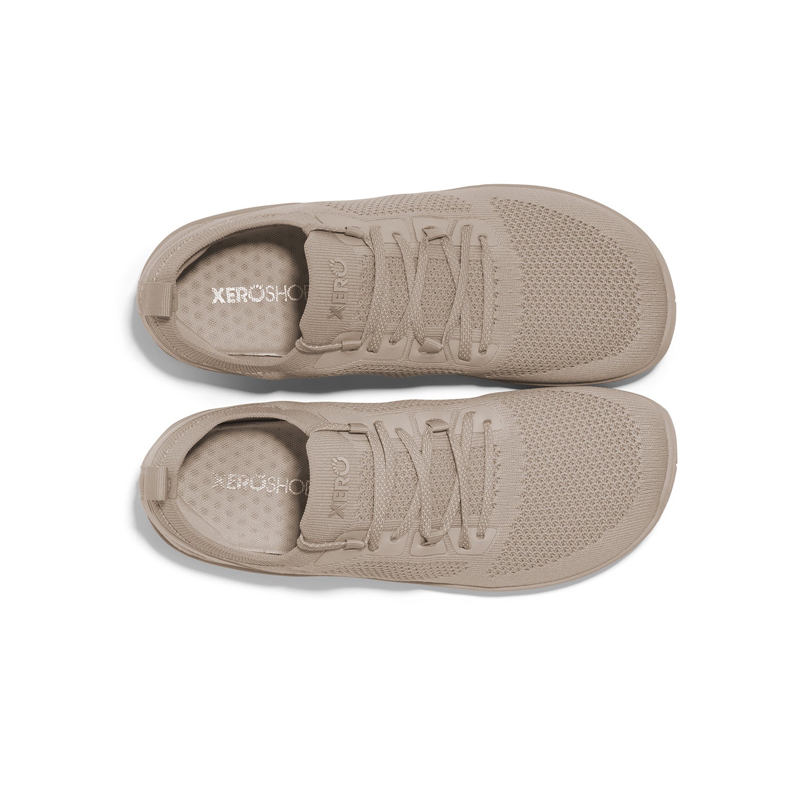 Xero Shoes Nexus Knit Sneaker in Silver Lining für Damen, top Ansicht, atmungsaktiv und flexibel, ideal für unseren Onlineshop für Barfußschuhe.