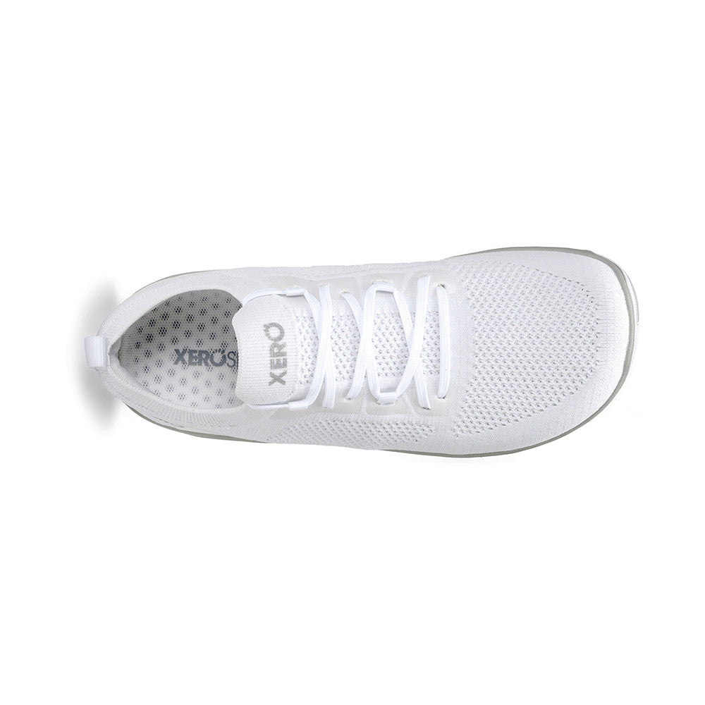 Xero Shoes Nexus Knit Sneaker in Weiß für Damen, top Ansicht, atmungsaktiv und flexibel, perfekt für unseren Onlineshop für Barfußschuhe.