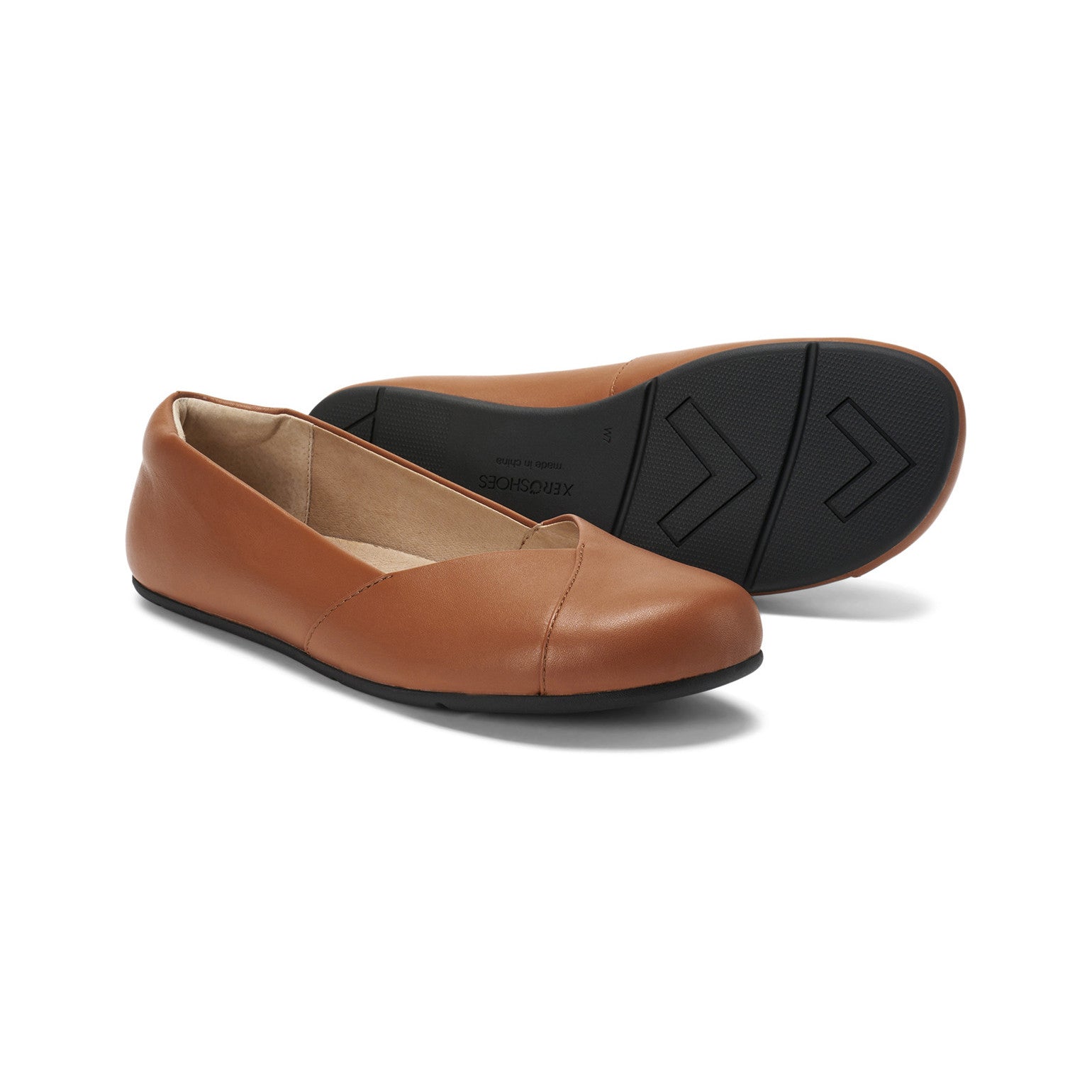 Xero Shoes Phoenix Leather Damen Barfußschuhe in glattem braunem Leder, elegante Ballerinas im Onlineshop für Barfußschuhe