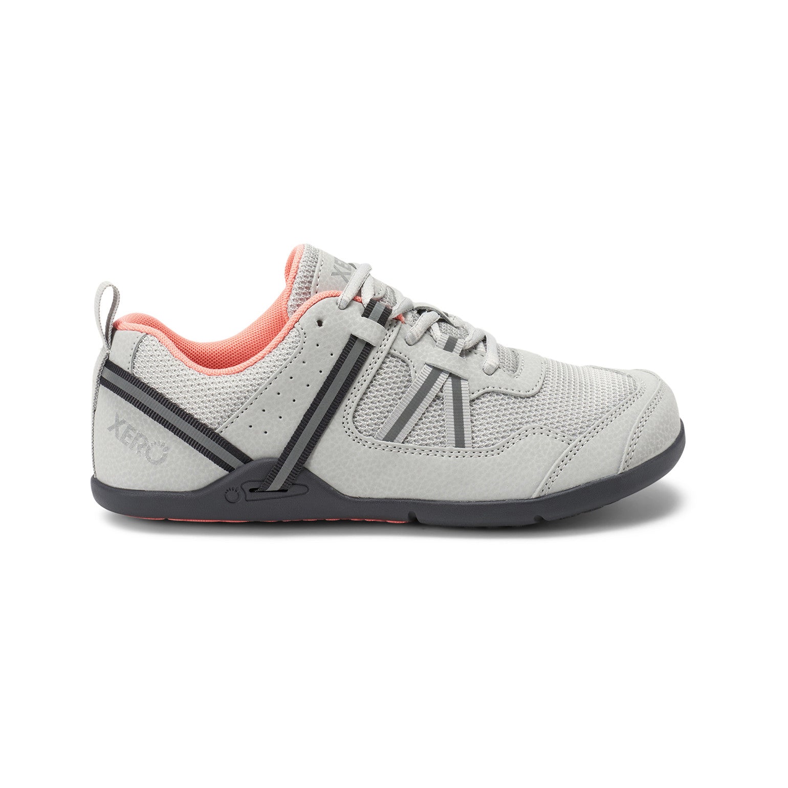 Rechte Seitenansicht der Xero Shoes Prio Women Barfußschuhe in lunar rock als Sneaker im Onlineshop für Barfußschuhe