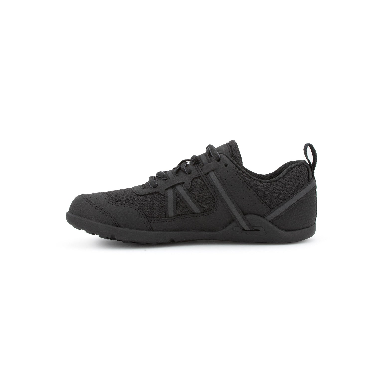 Linke Ansicht der Xero Shoes Prio Barfußschuhe für Kinder in Schwarz aus unserem Onlineshop für Barfußschuhe