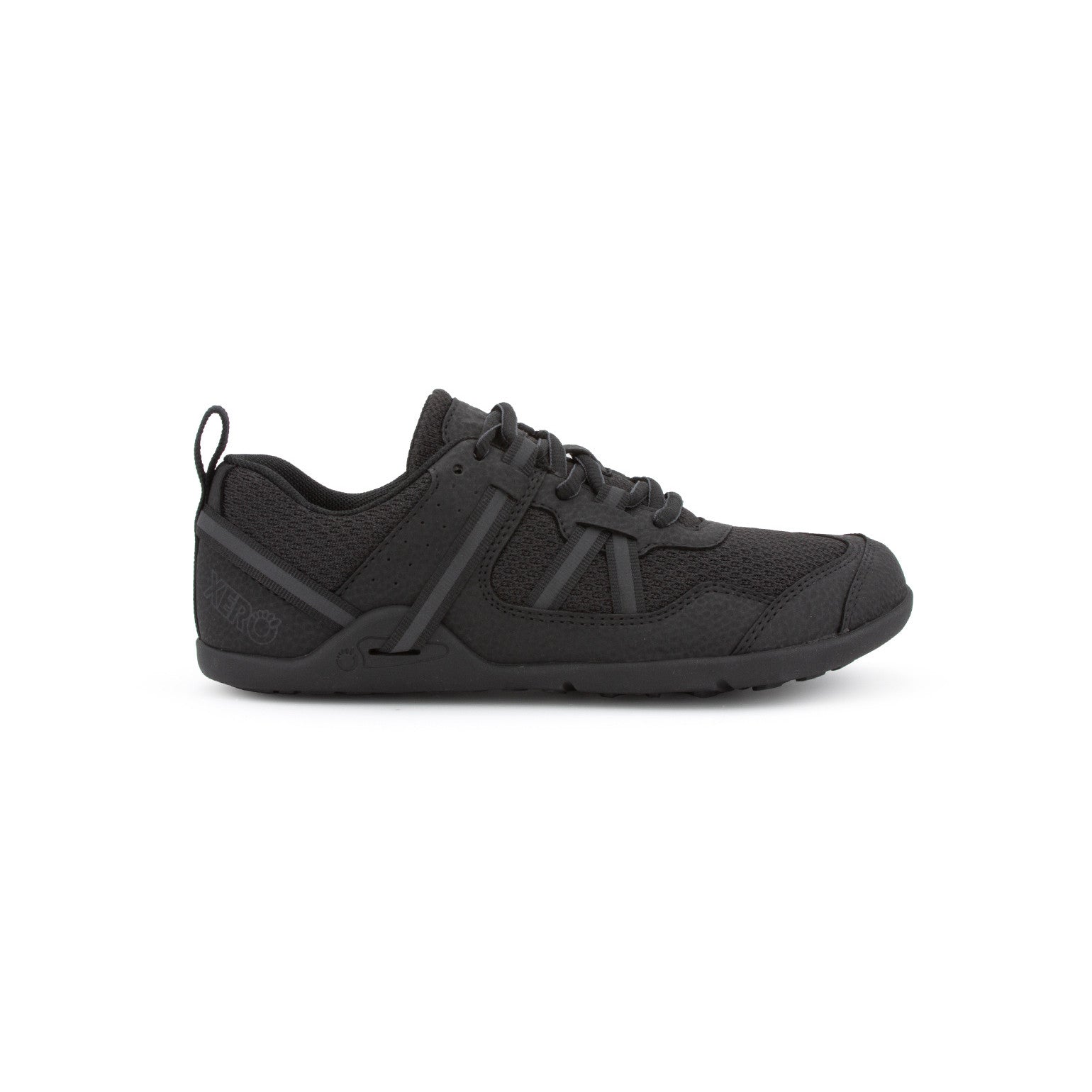 Rechte Seitenansicht der Xero Shoes Prio Barfußschuhe für Kinder in Schwarz im Onlineshop für Barfußschuhe