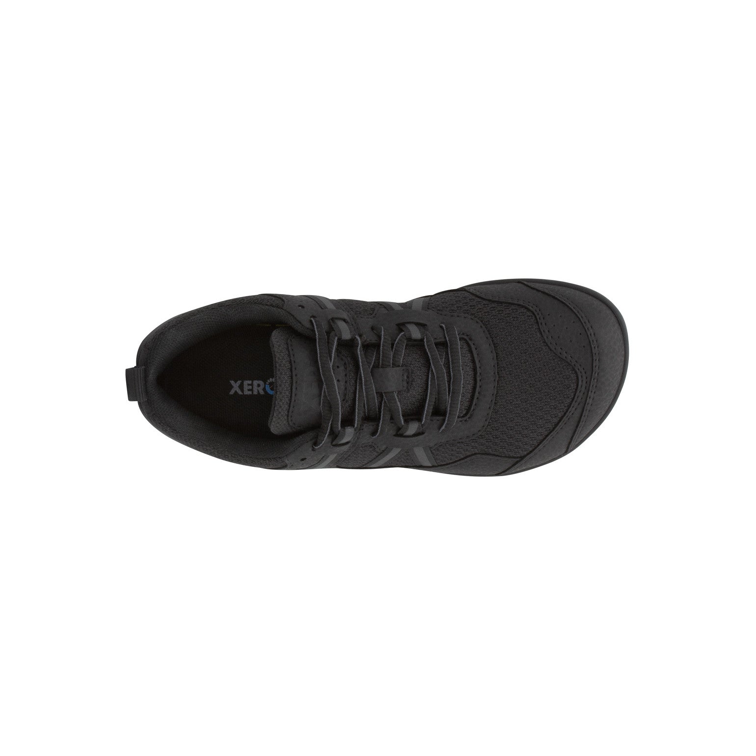Draufsicht der Xero Shoes Prio Barfußschuhe für Kinder in Schwarz, erhältlich im Onlineshop für Barfußschuhe