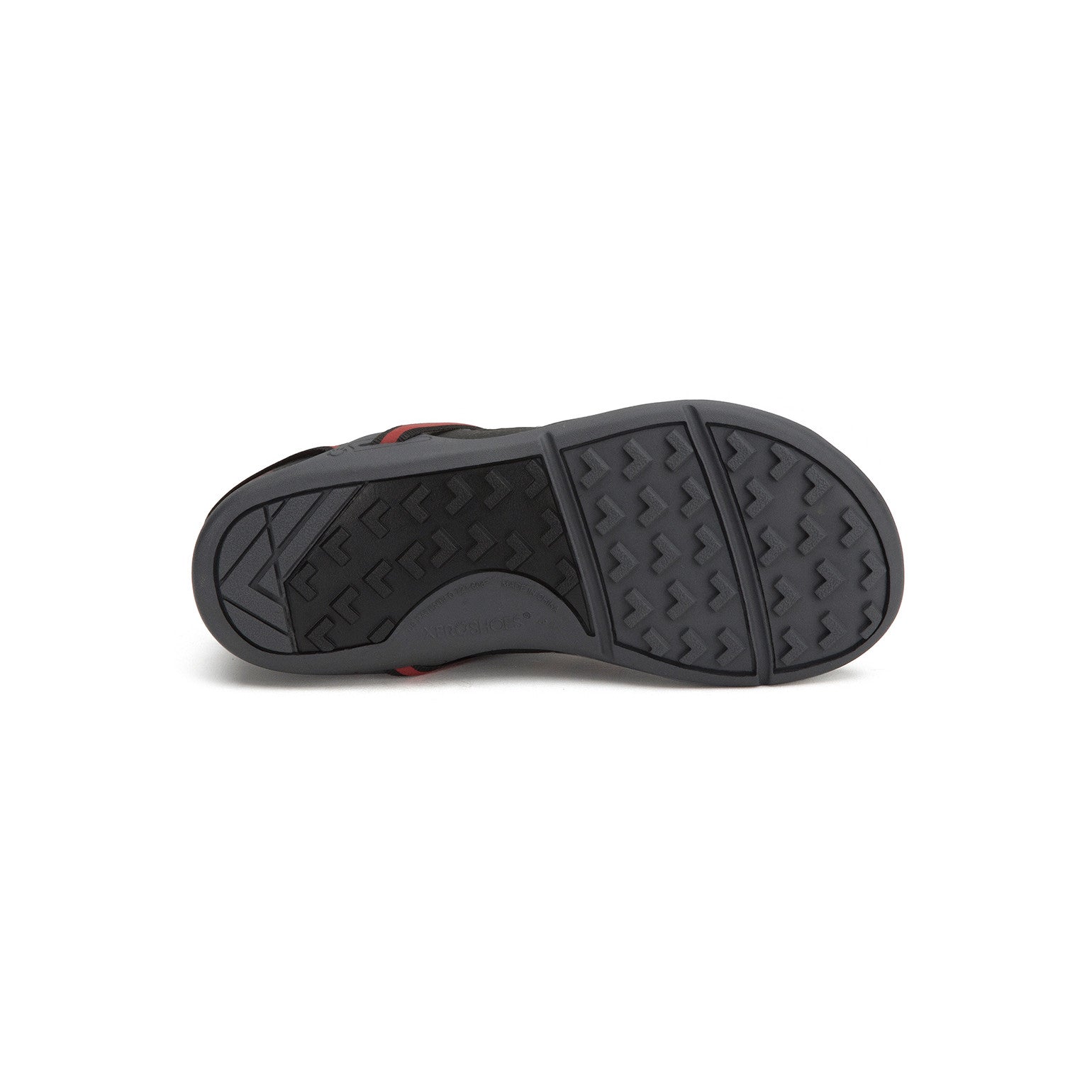 Sohlenansicht der Xero Shoes Prio Kids Barfußschuhe in Black Samba Red für Kinder im Onlineshop für Barfußschuhe