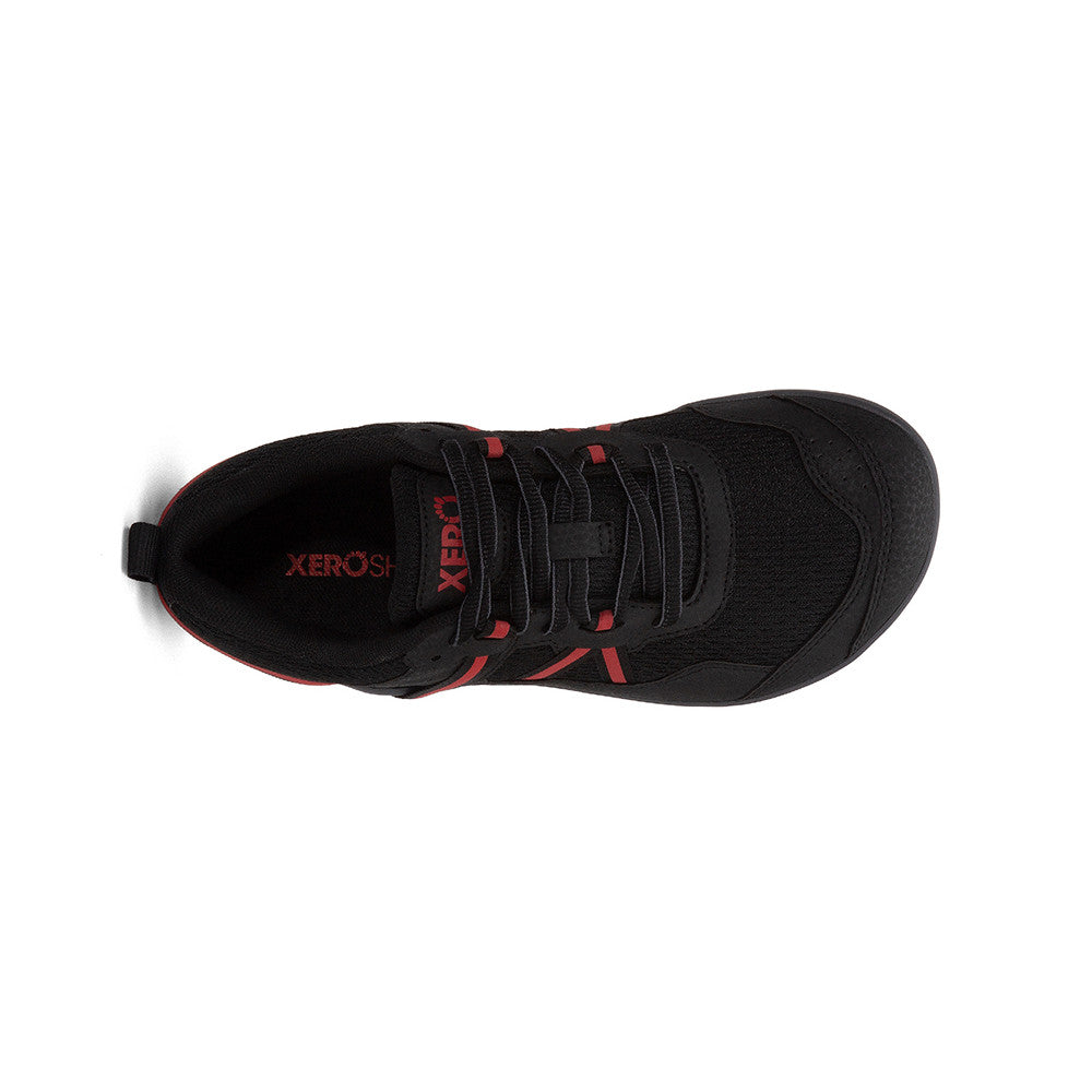 Draufsicht der Xero Shoes Prio Kids Barfußschuhe in Black Samba Red für Kinder im Onlineshop für Barfußschuhe