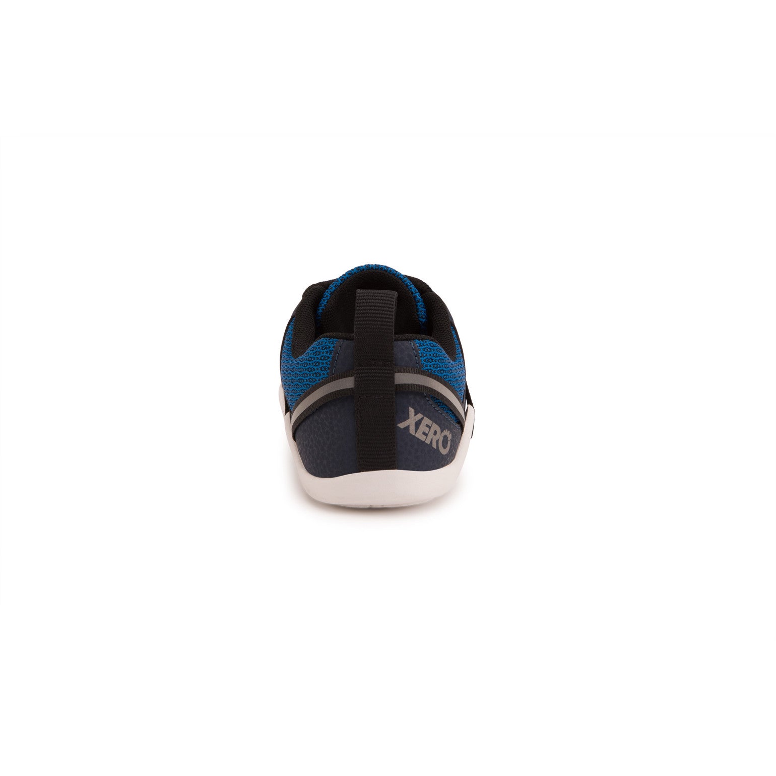 Rückansicht der Xero Shoes Prio Barfußschuhe für Kinder in Mykonos Blue im Onlineshop für Barfußschuhe, flexibel und modern