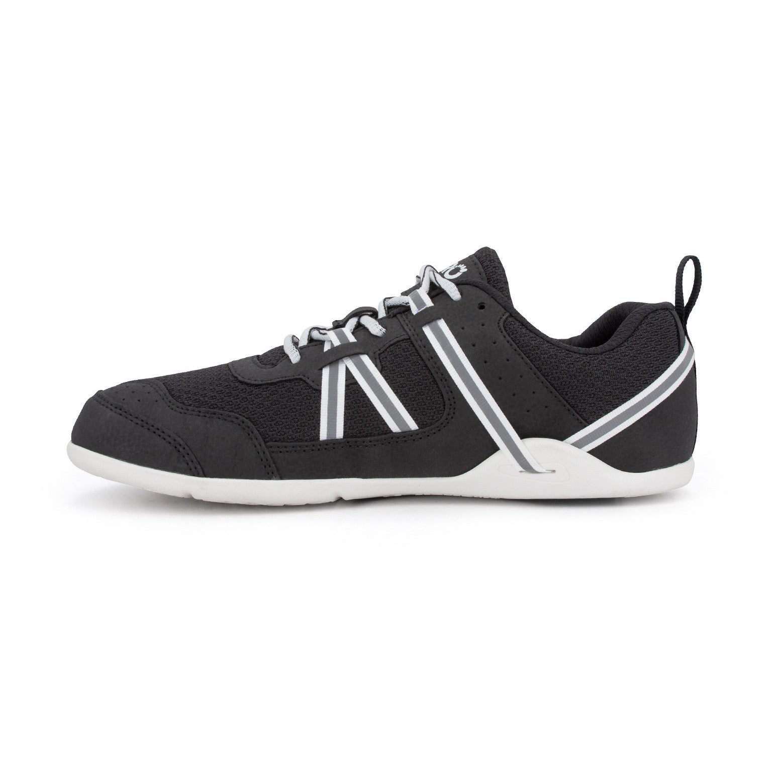 Xero Shoes Prio Barfußschuhe für Herren in Schwarz-Weiß, linke Seitenansicht im Onlineshop für Barfußschuhe