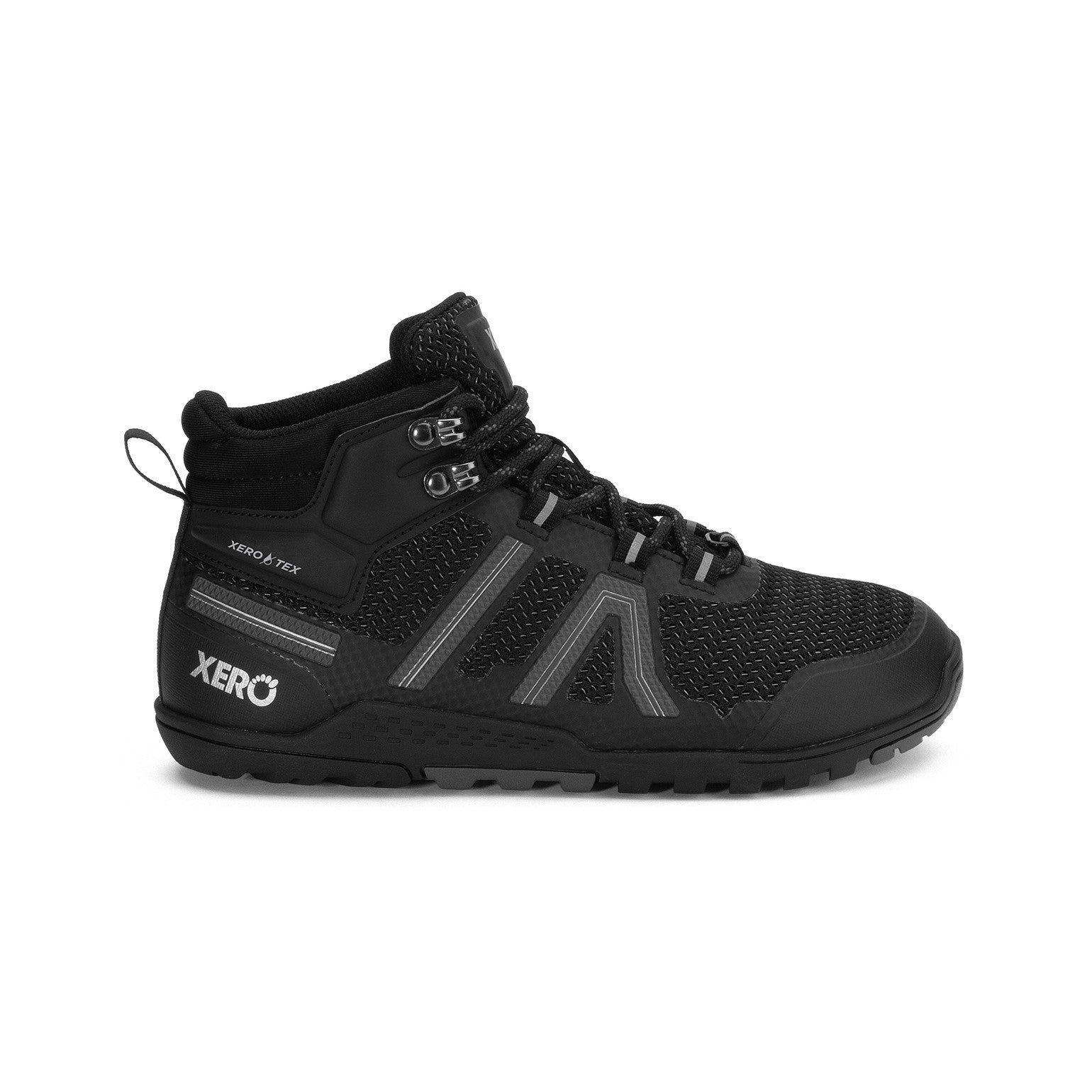 Barfußschuhe Onlineshop: Xero Shoes Xcursion Fusion wasserdichte Damen Barfuß-Wanderschuhe in black titanium, rechte Seitenansicht
