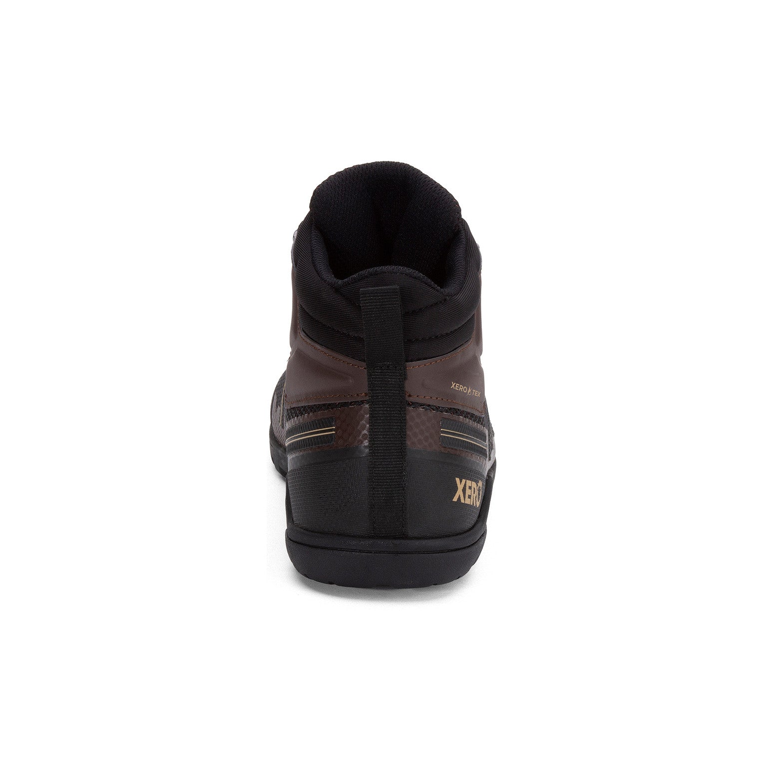 Barfußschuhe Onlineshop: Xero Shoes Xcursion Fusion wasserdichte Herren Barfuß-Wanderschuhe in bison, Rückansicht