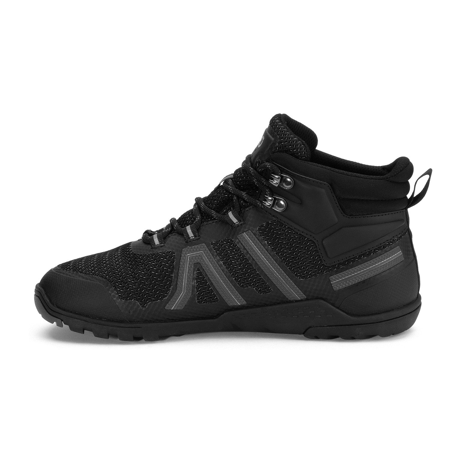 Barfußschuhe Onlineshop: Xero Shoes Xcursion Fusion wasserdichte Herren Barfuß-Wanderschuhe in schwarz titanium, linke Ansicht