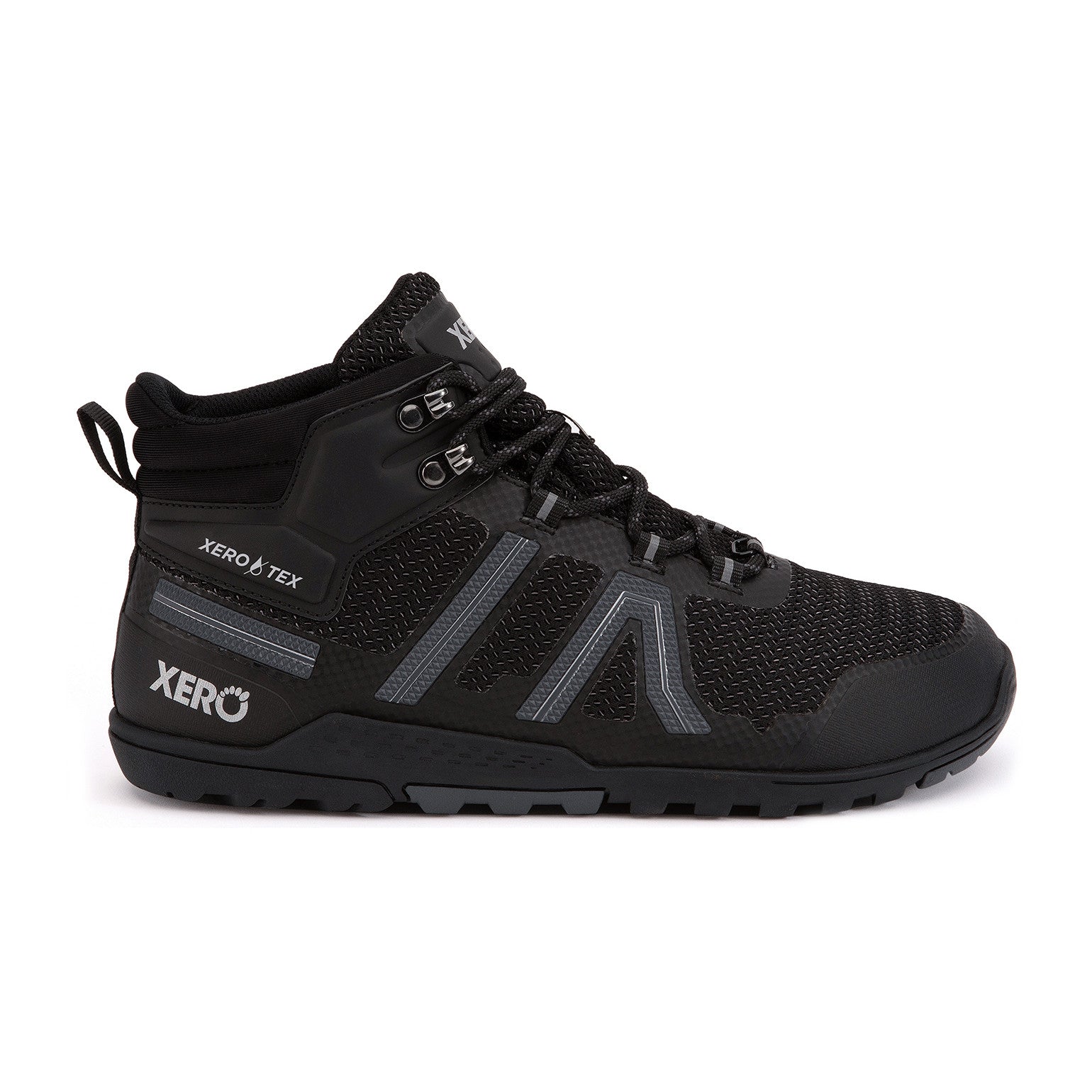 Xero Shoes Xcursion Fusion wasserdichte Barfuß-Wanderschuhe für Herren in black titanium von rechts im Onlineshop für Barfußschuhe