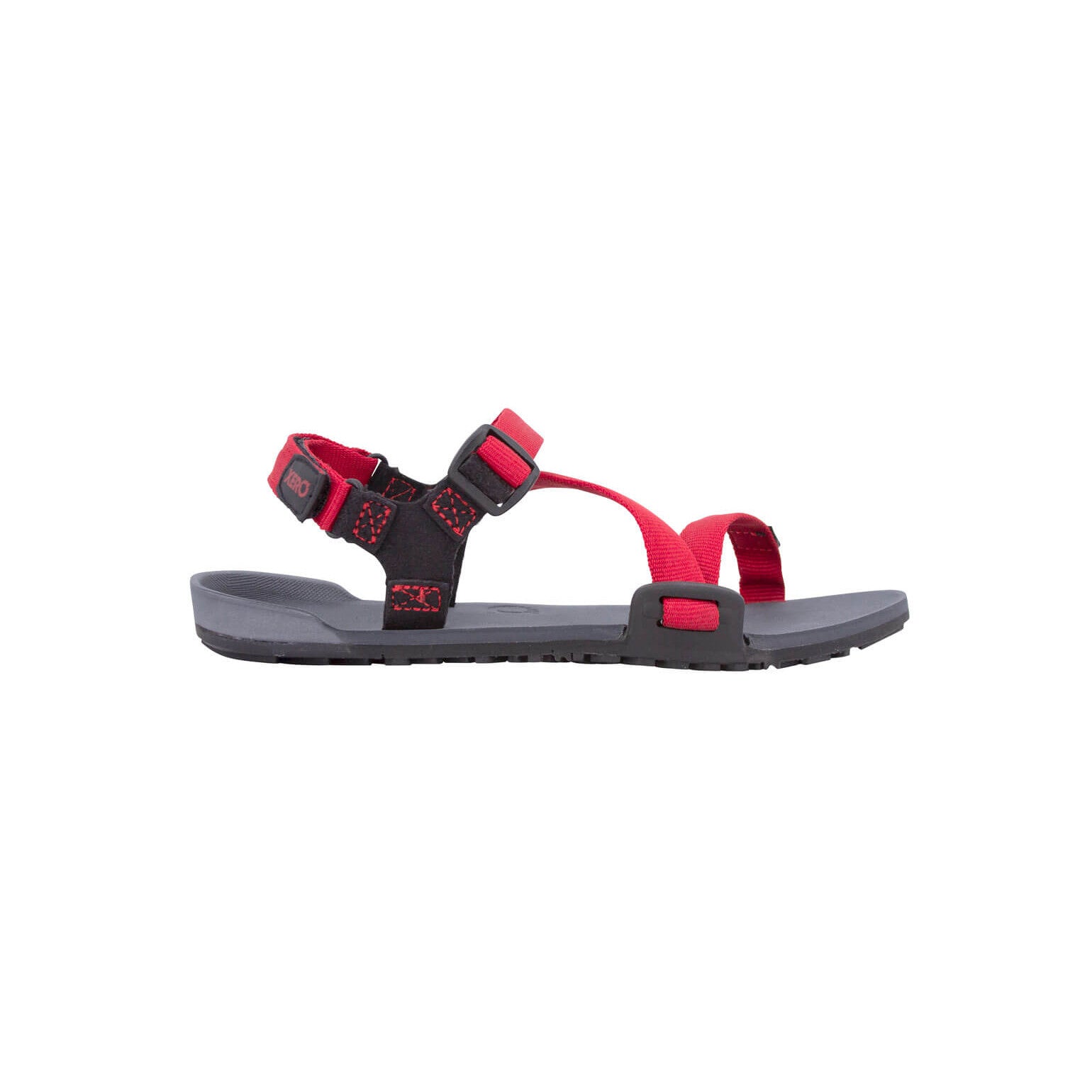 Xero Shoes Z-Trail Kids Charcoal Red Pepper Barfußschuhe Sandalen für Kinder, rechte Seitenansicht im Onlineshop für Barfußschuhe